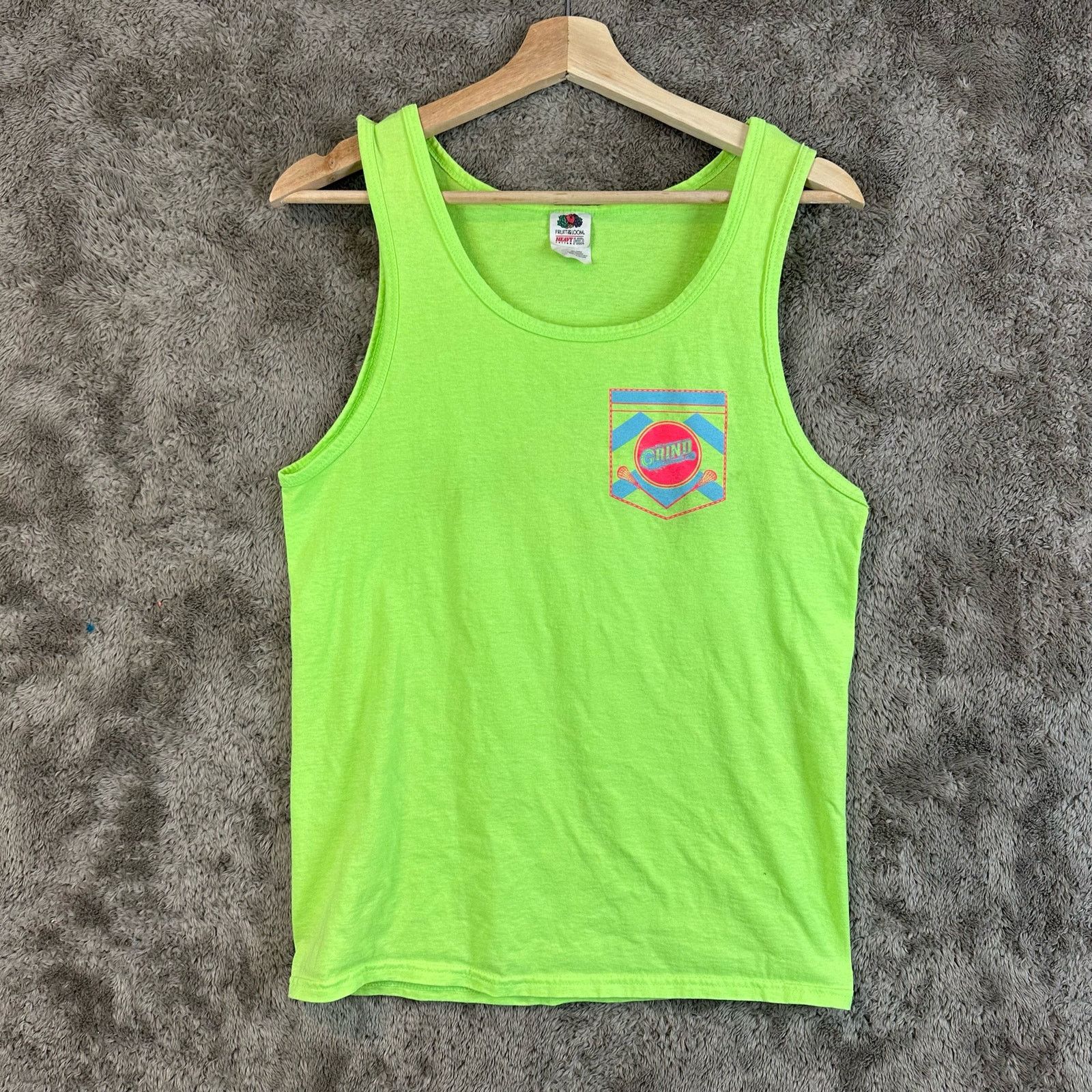 Fruit Of The Loom Grind Lacrosse Tank Top Tee Neon Green Heavy Cotton HD S Size US S / EU 44-46 / 1 - 1 Thumbnail
