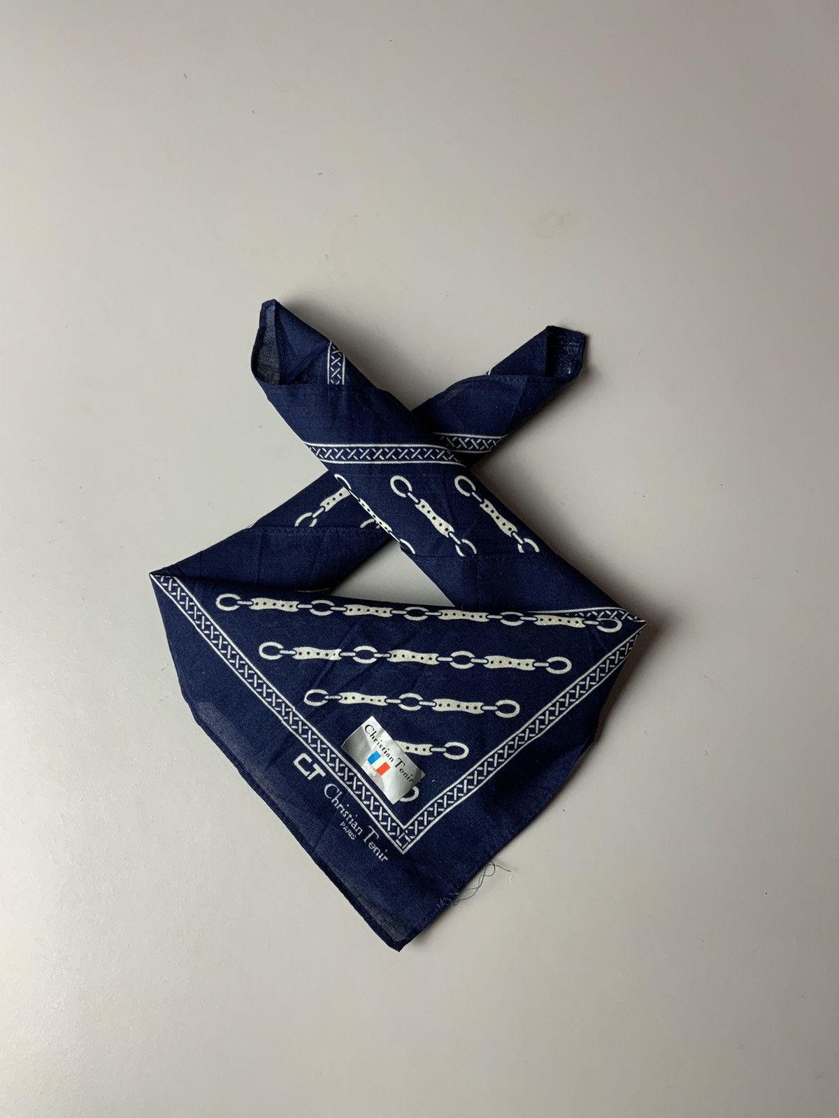 Japanese Brand Christian Tenir Monogram Indigo Bandana Handkerchief Size ONE SIZE - 2 Thumbnail