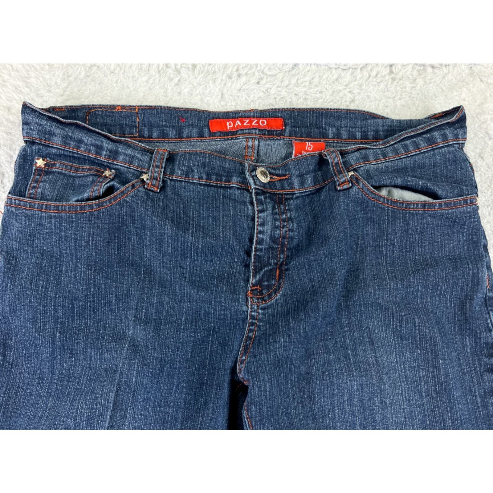 Denime VINTAGE PAZZO Jeans Women Bootscut Denim 31x31 Blue Floral Embellished Ramie Cotton Blend 15 Regular Size Size 36" / US 14 / IT 50 - 4 Thumbnail