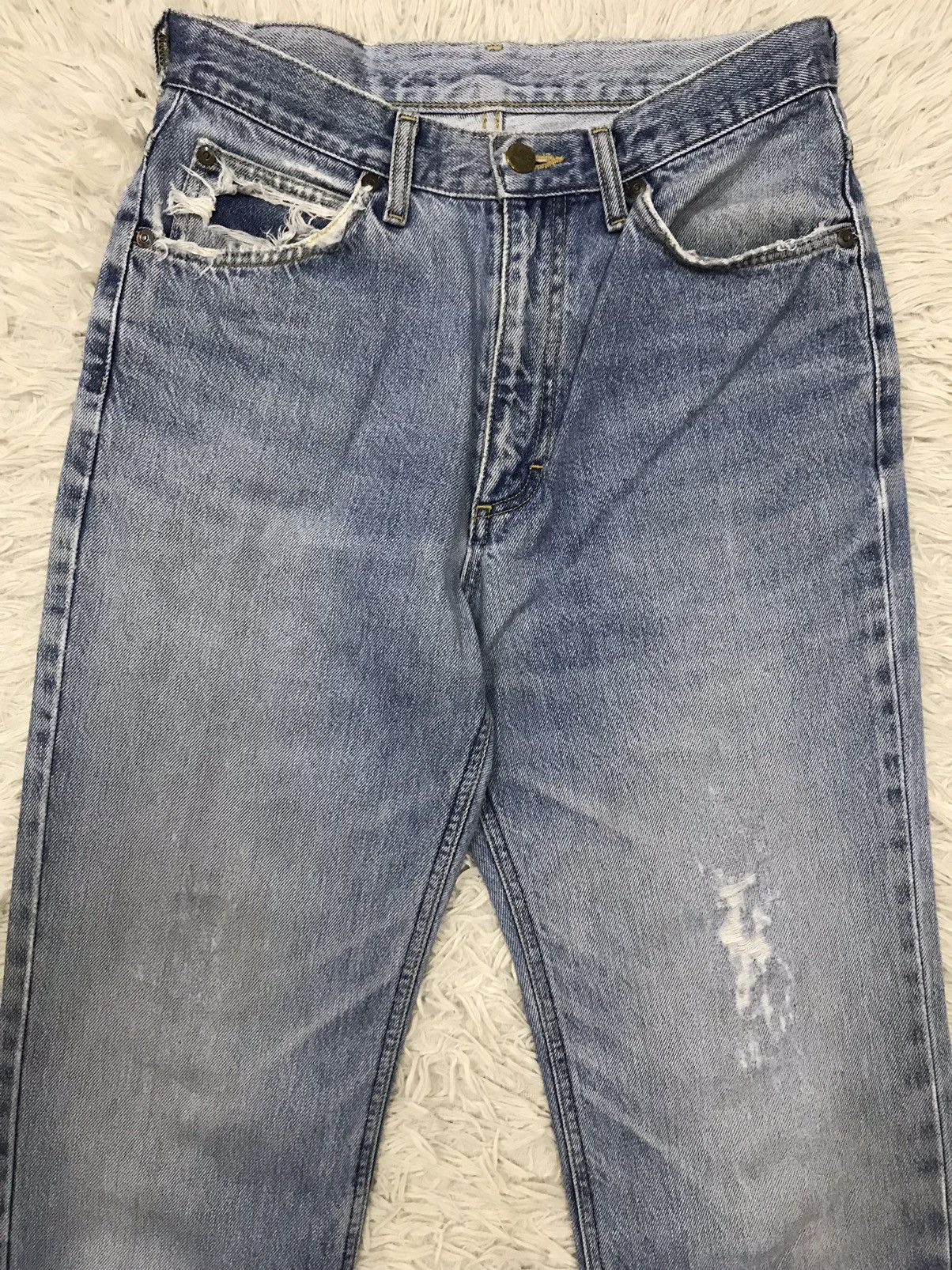 Lee Vintage Lee Straight Cut Distressed DenimJeans Size US 27 - 3 Thumbnail