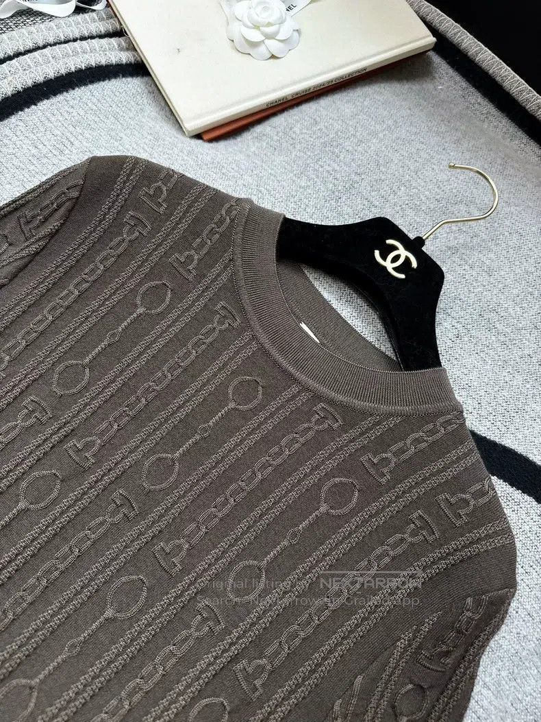 Hermes Hermes Caramel color textured knit short-sleeve top Size XS / US 0-2 / IT 36-38 - 7 Thumbnail