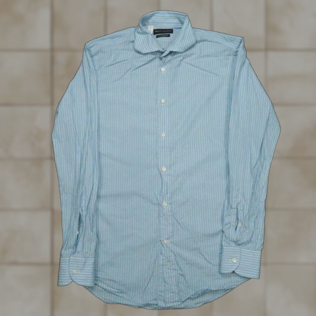 Ralph Lauren Ralph Lauren Black Label Shirt Men Small 15 Blue Striped Tailored Fit Shirt Mens Dress Shirt Size US S / EU 44-46 / 1 - 1 Thumbnail