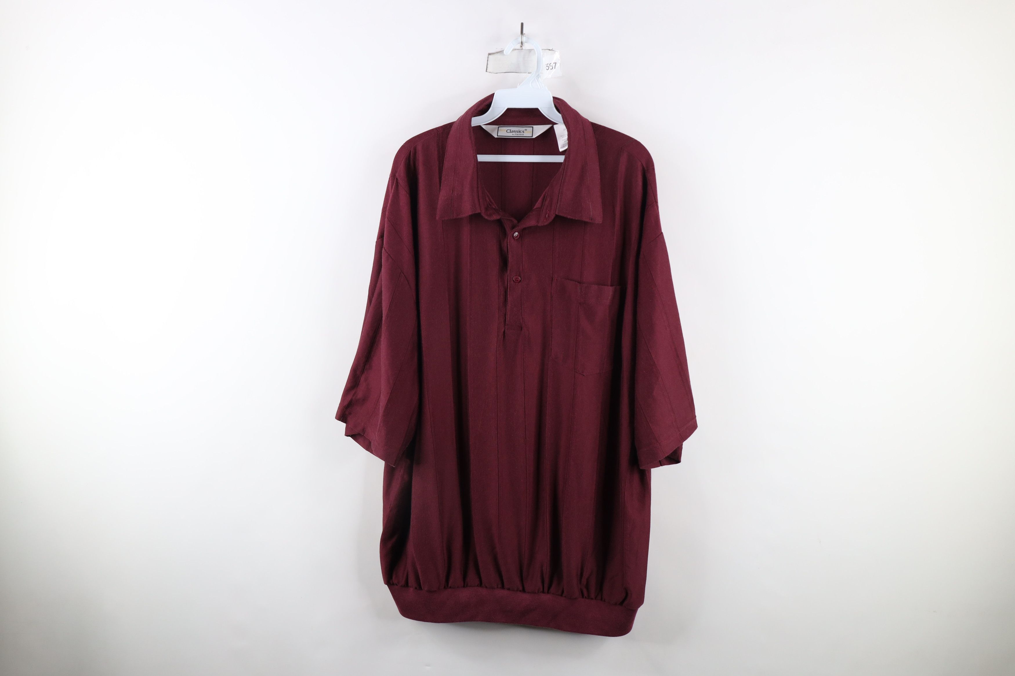 Vintage Vintage 90s Streetwear Collared Pullover Polo Shirt Maroon Size US XXL / EU 58 / 5 - 1 Thumbnail
