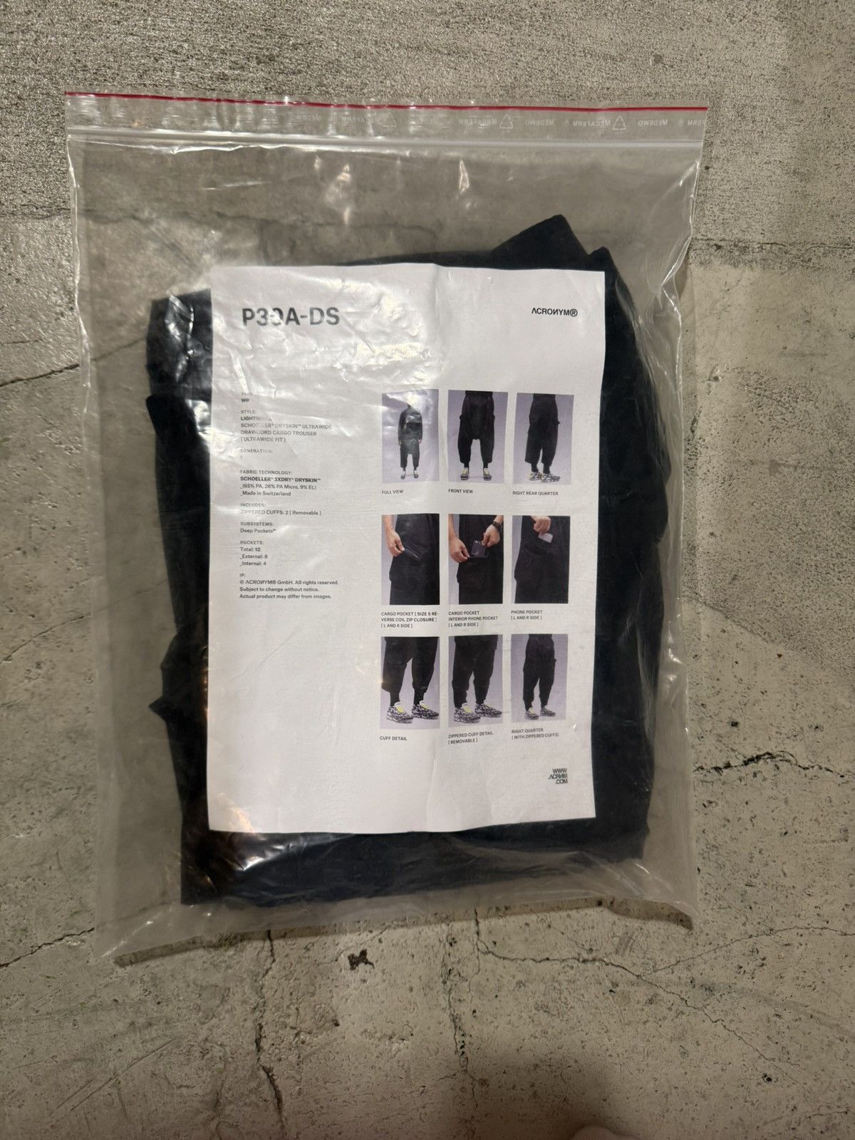 Acronym P30A-DS Schoeller® Dryskin™ Ultrawide Drawcord Cargo Trouser Size US 32 / EU 48 - 9 Thumbnail
