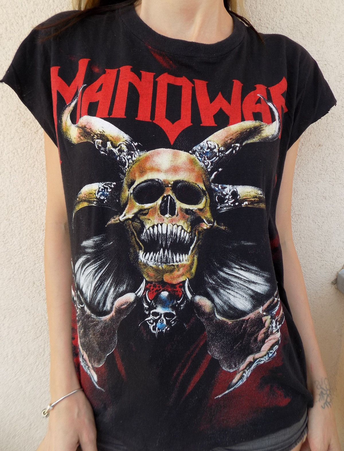 Band Tees Vintage 90's Manowar T-shirt Size US XL / EU 56 / 4 - 1 Thumbnail