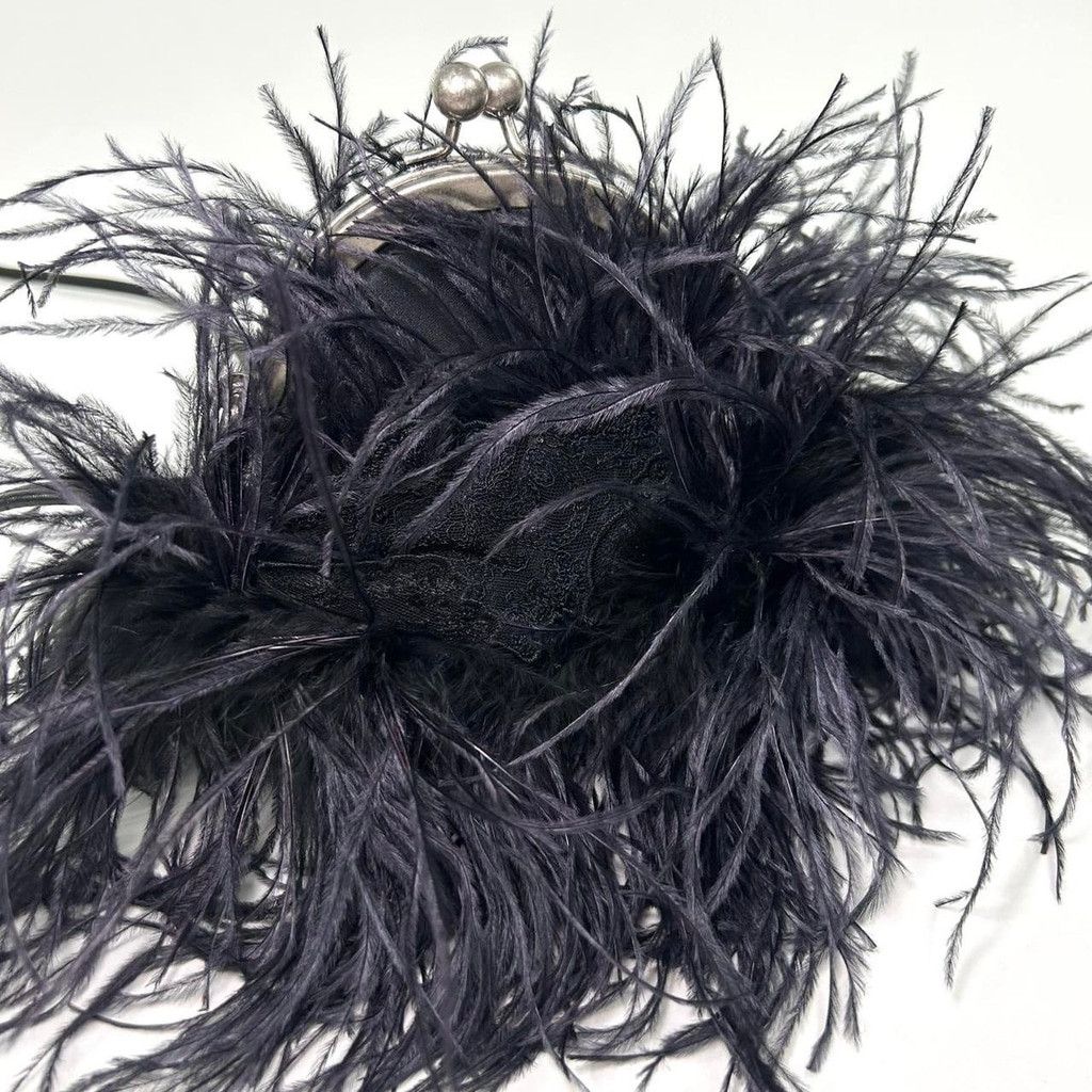 John Galliano 2008 Galliano black genuine ostrich feather handbag Size ONE SIZE - 5 Thumbnail