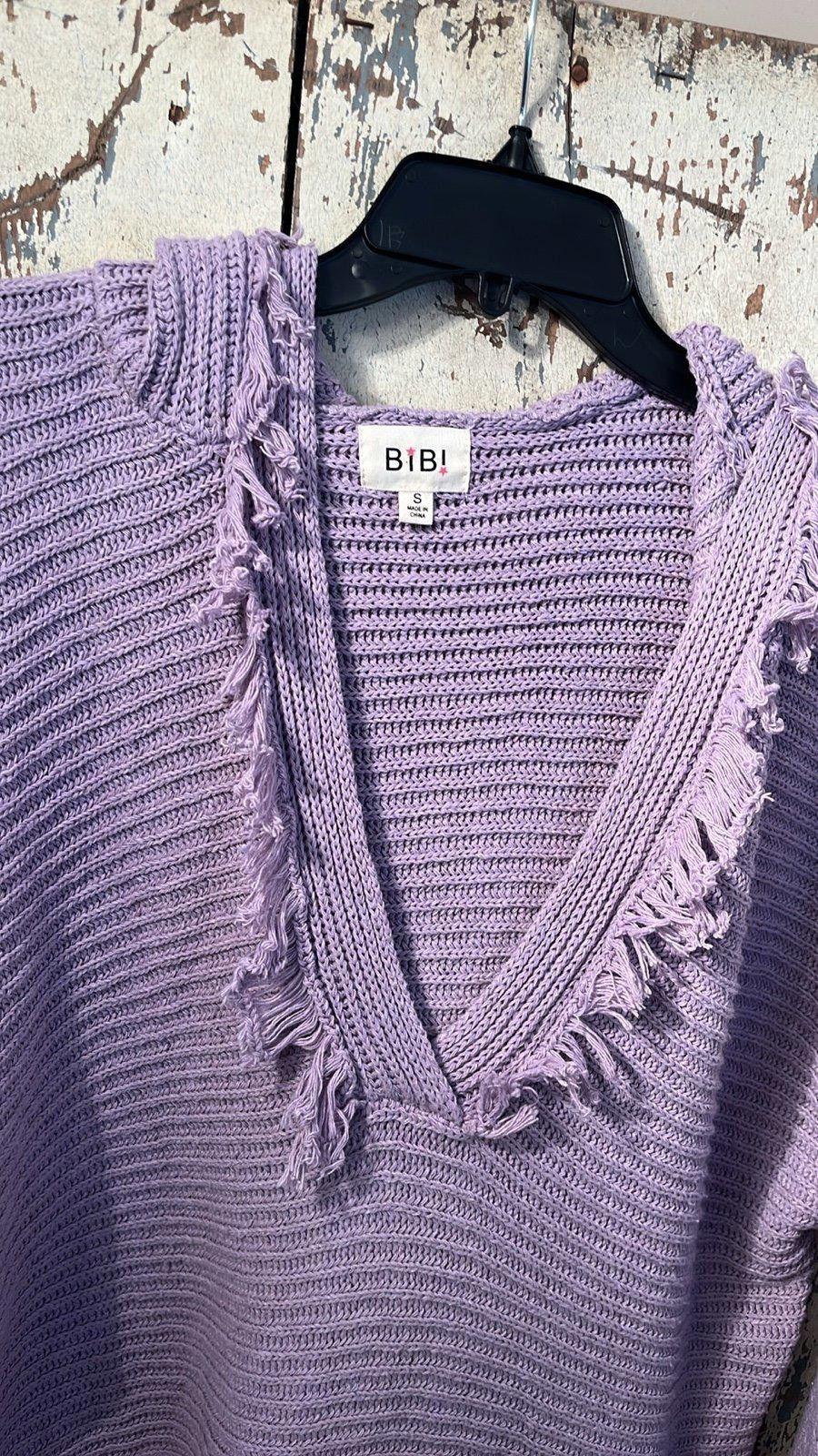 Designer BIBI V Neck Hooded Sweater Fringe Small Long sleeves Size S / US 4 / IT 40 - 2 Thumbnail