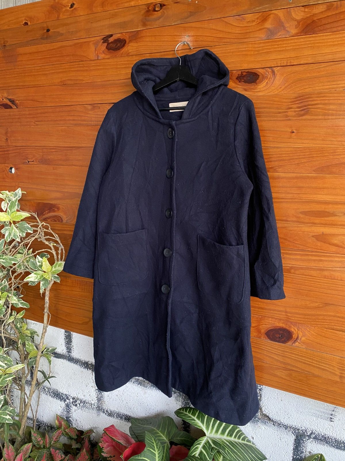 Japanese Brand Arancio Aran Hooded Long Coat Wool Blend Minimalist Style Size M / US 6-8 / IT 42-44 - 4 Thumbnail
