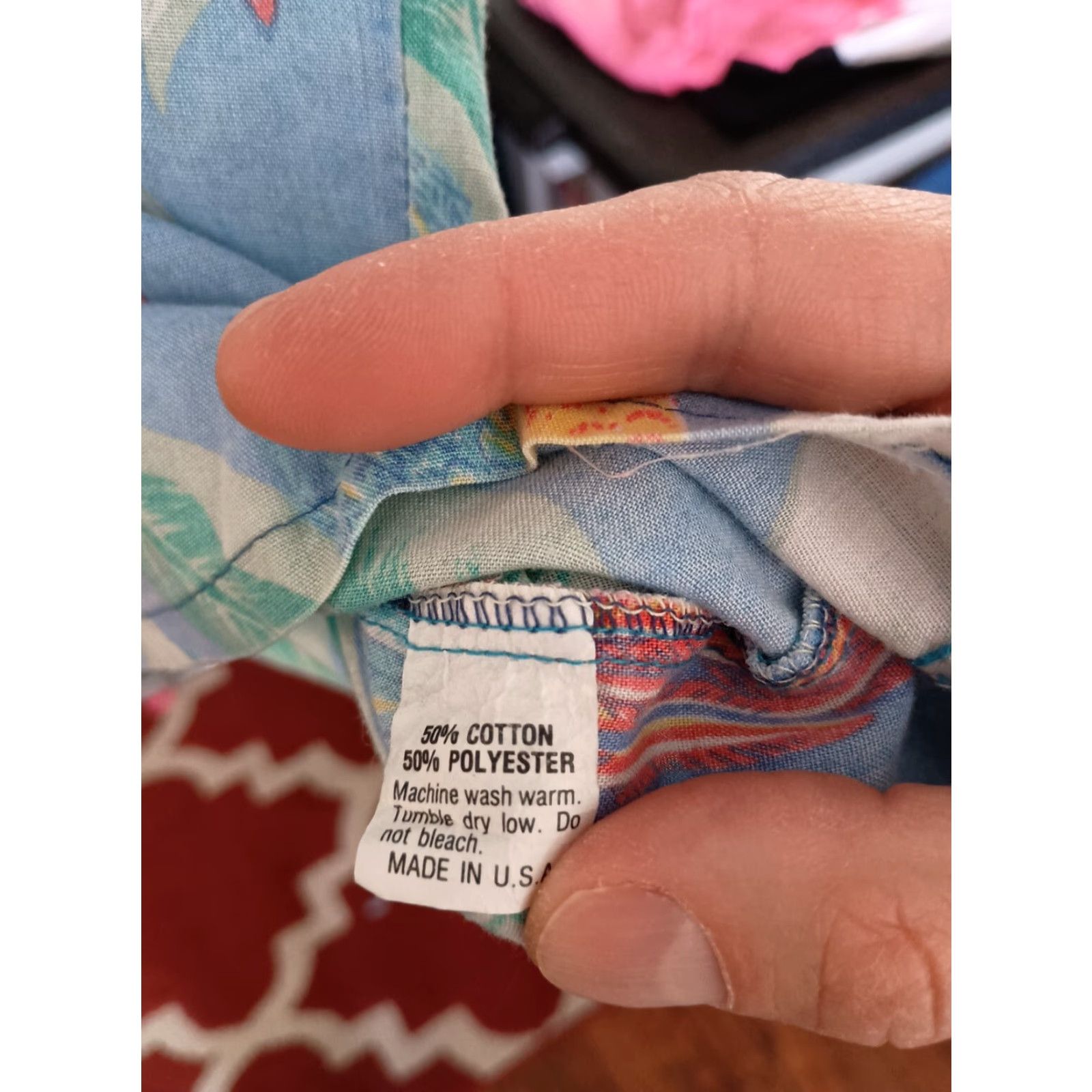 VINTAGE Riccardo Hawaiian Shirt L Multicolor Parrot Leaves Button-Up Men Short Sleeve USA Made