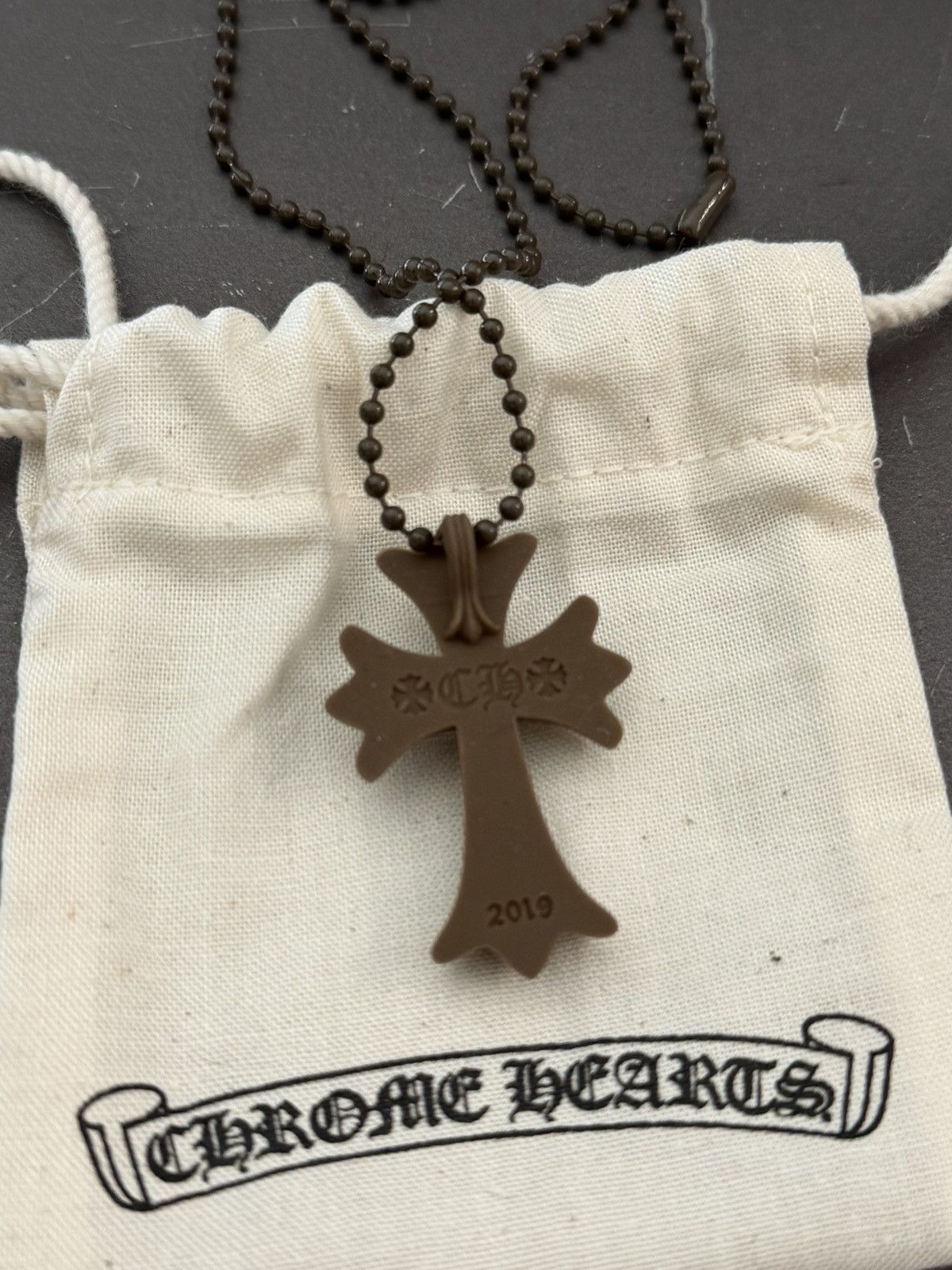 Chrome Hearts CH Silichrome Brown Cross Necklace Size ONE SIZE - 2 Thumbnail