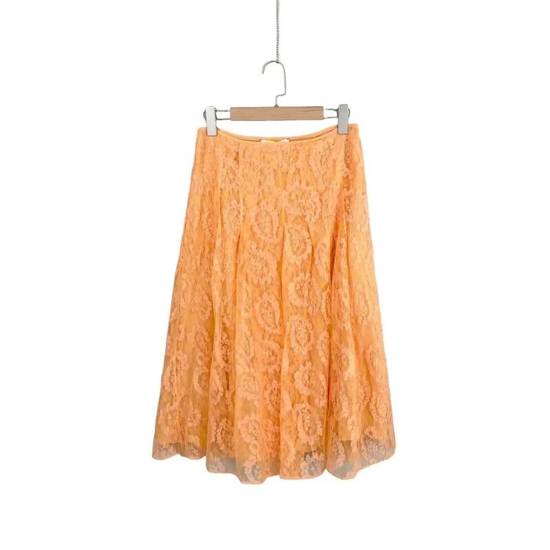 Fendi Fendi Orange Silk A-Line Skirt 0089 Size 26" / US 2 / IT 38 - 1 Thumbnail