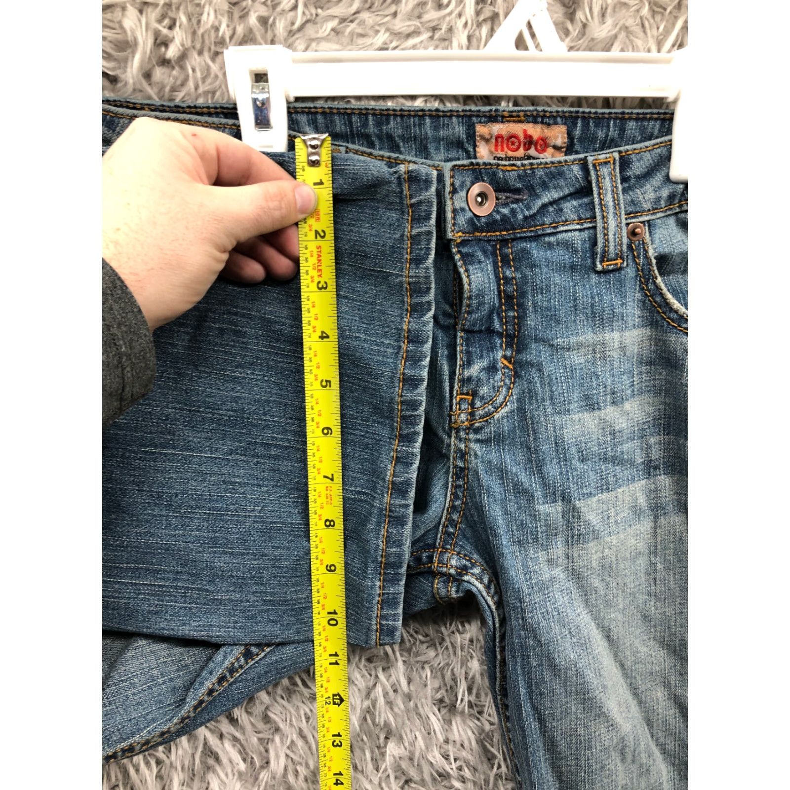 Vintage No Boundaries Jeans Womens Mid Rise Dark Wash Blue Denim Flared Size 13 Size 34" / US 12 / IT 48 - 4 Thumbnail