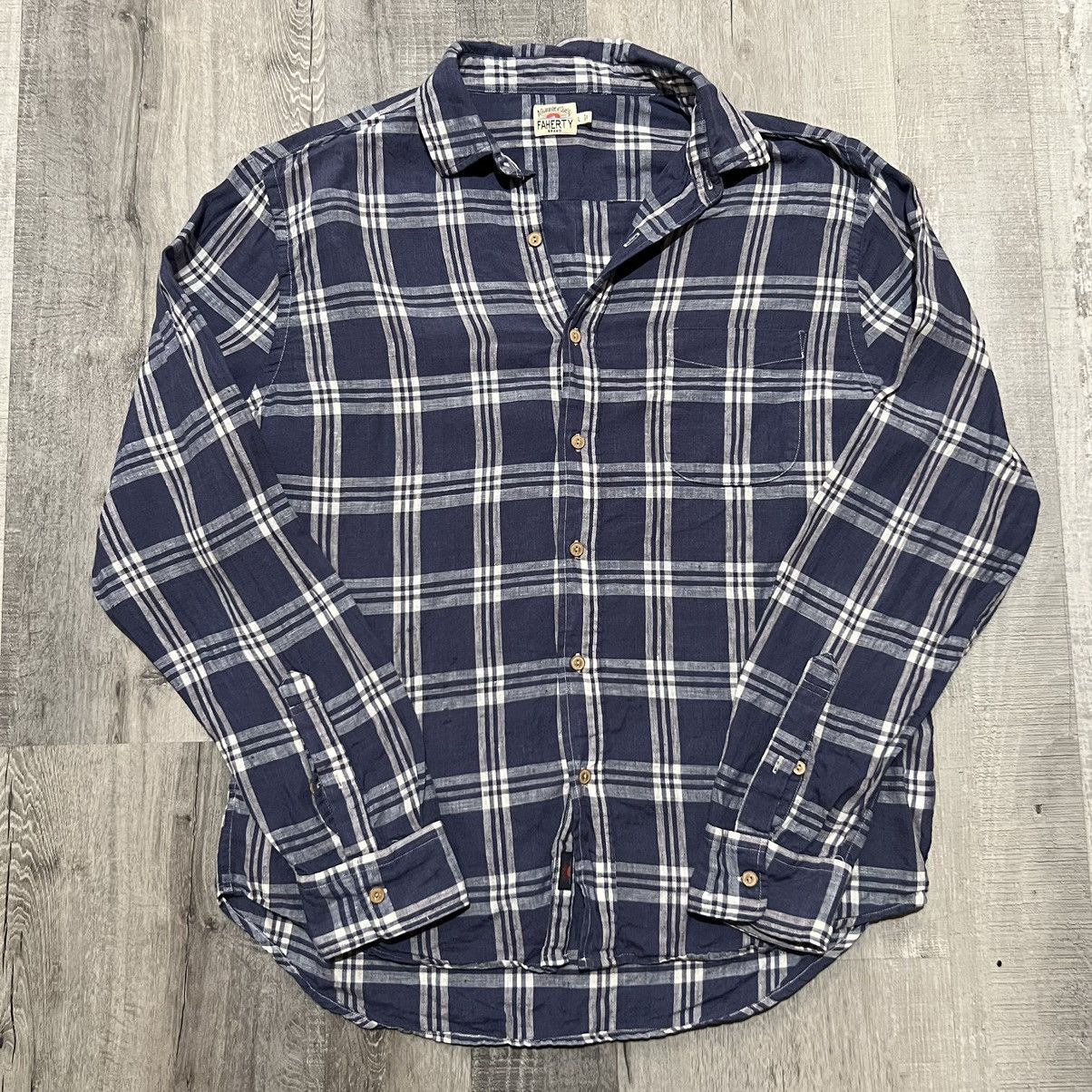 Faherty Faherty Brand Plaid Long Sleeve Cotton Flannel Button Size US L / EU 52-54 / 3 - 1 Thumbnail
