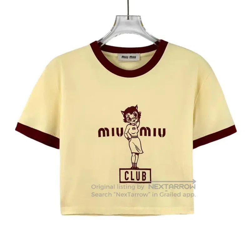 Miu Miu Miu Miu Yellow Cotton T-Shirt for Women . Size S / US 4 / IT 40 - 1 Thumbnail