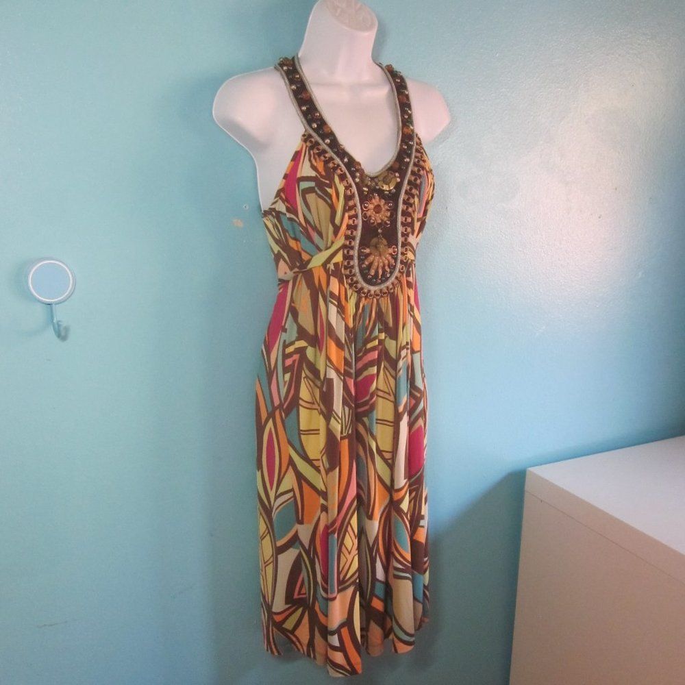 Anthropologie Ranna Gill Embellished Midi Halter Style Dress Size S Size S / US 4 / IT 40 - 6 Thumbnail