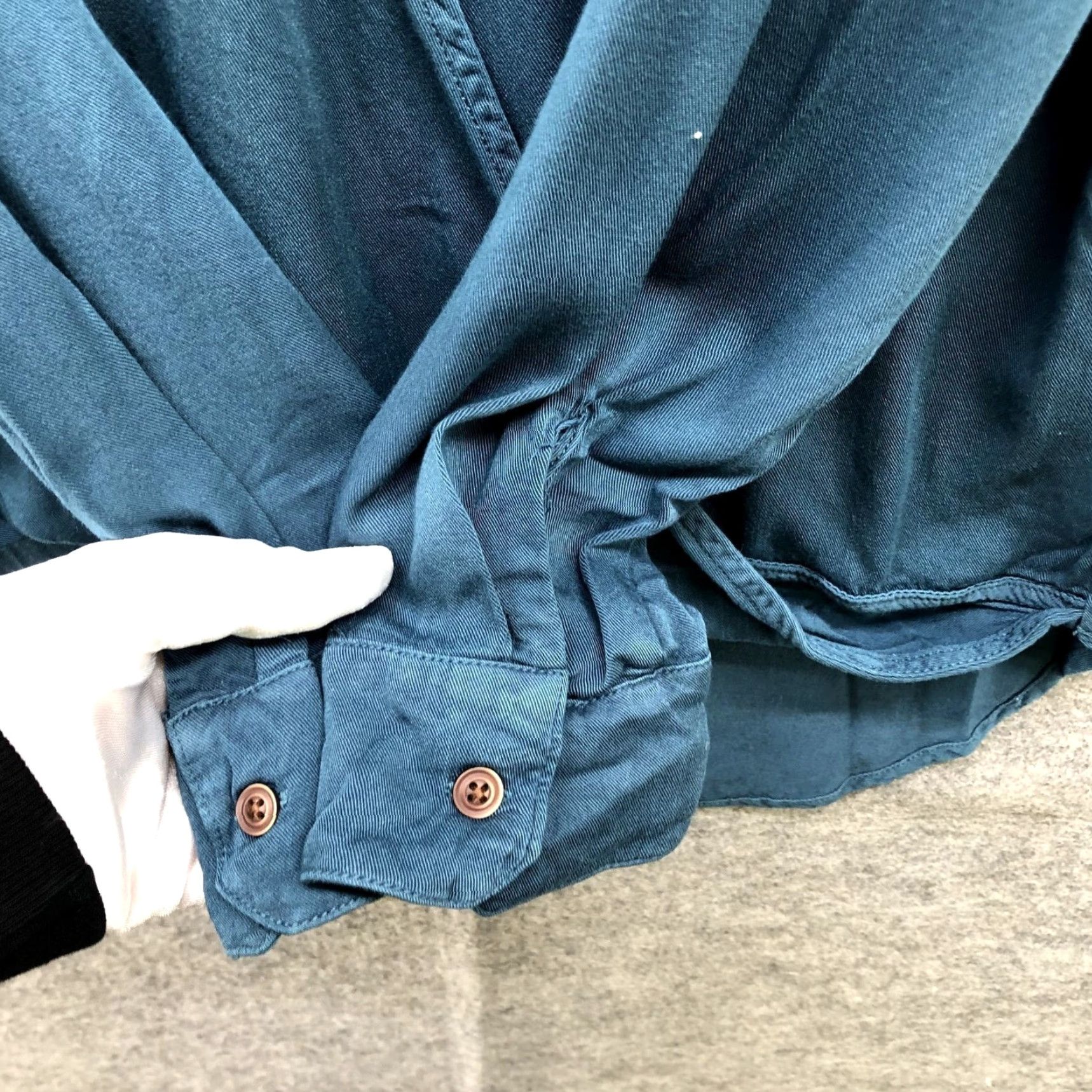 Vintage Blue Rain Shirt Womens M Teal Bohemian Blouse Long Sleeve High Low Wrap Front Size M / US 6-8 / IT 42-44 - 6 Thumbnail