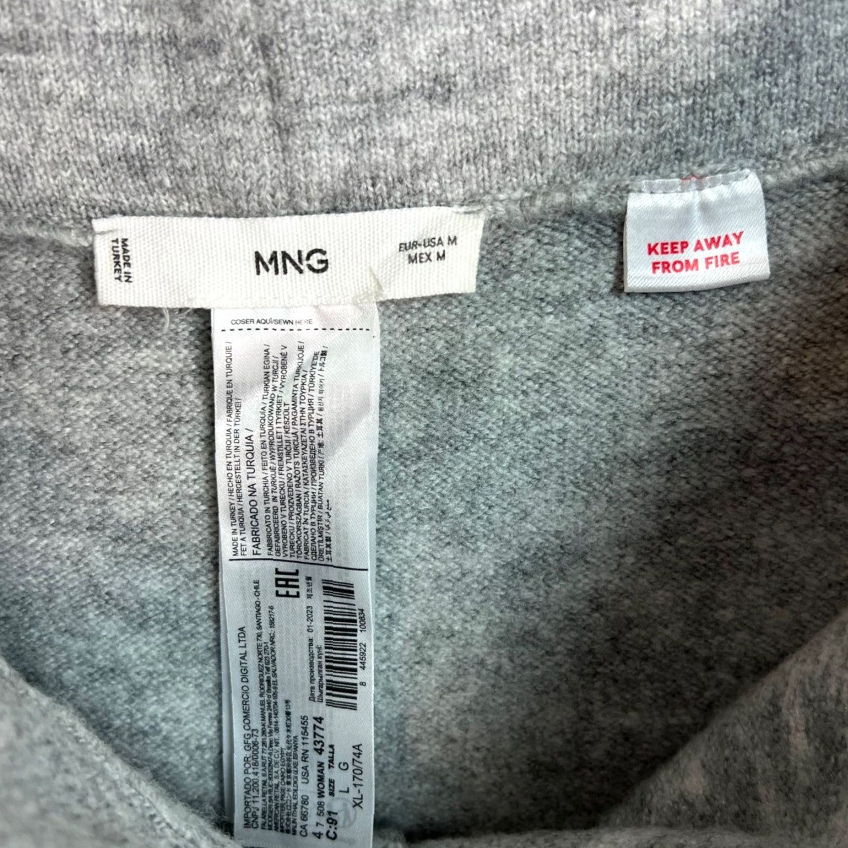 Mango VINTAGE MNG Womens Grey Knit Wide Leg Sweat Pants Size Medium Stretch Size 32" / US 10 / IT 46 - 3 Thumbnail