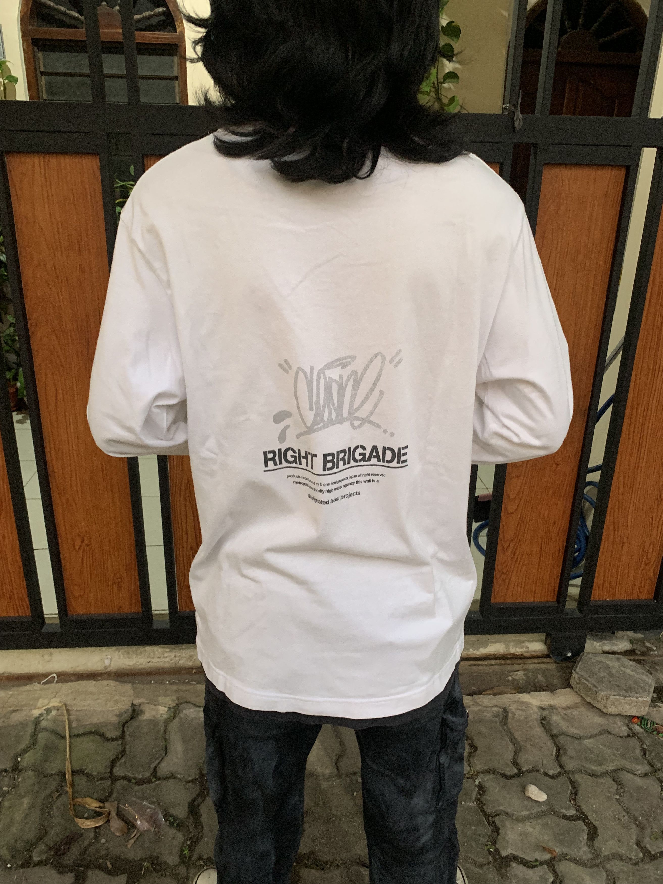 Japanese Brand Y2K B-One-Soul Projects Grunge White Poem Henley LongSleeve Size US L / EU 52-54 / 3 - 9 Thumbnail