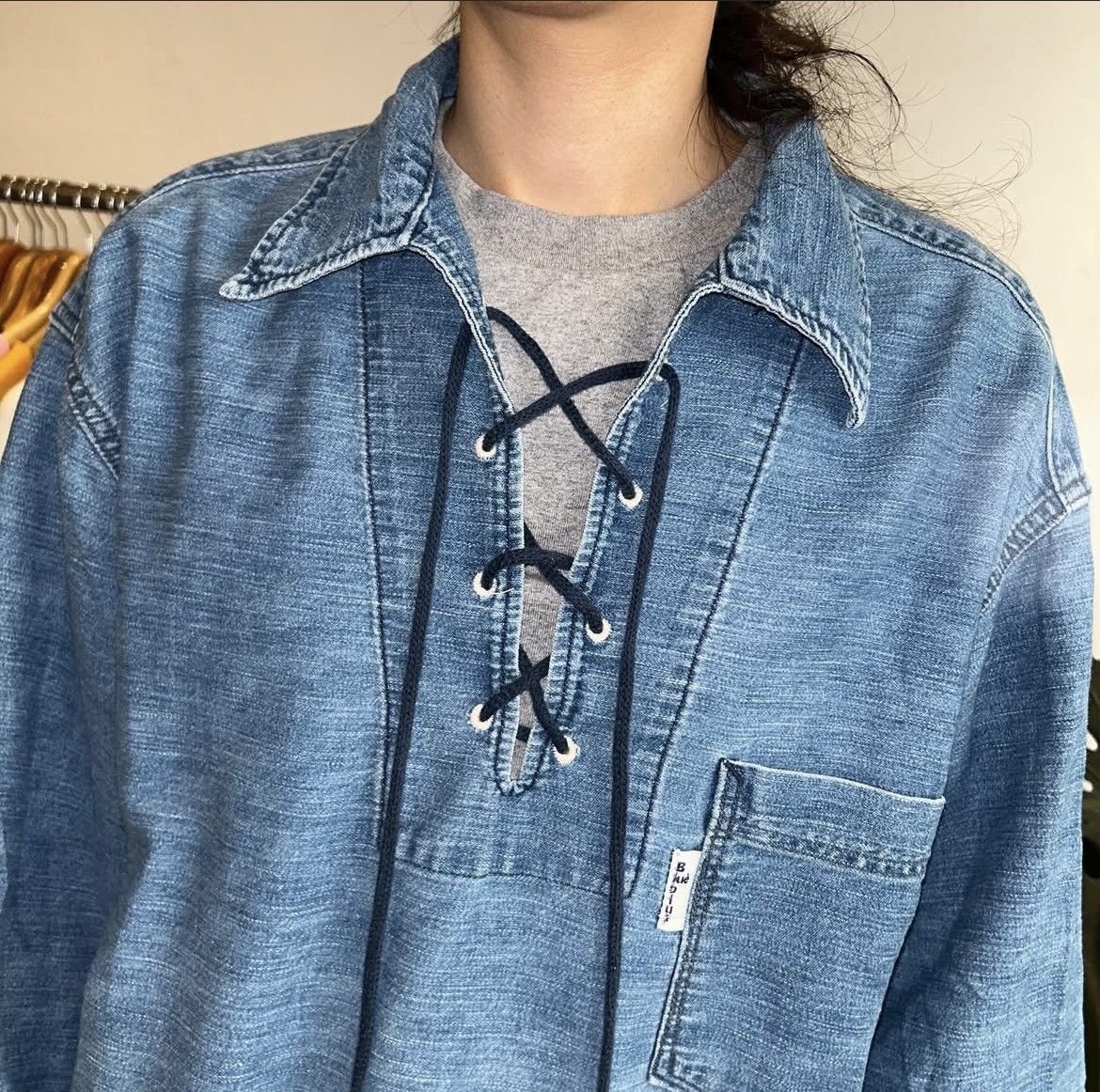 Blue Blue Japan × HOLLYWOOD RANCH MARKET × Japanese Brand Vintage Blue Blue Japan 🇯🇵 Lace Pullover Size US XL / EU 56 / 4 - 15 Thumbnail