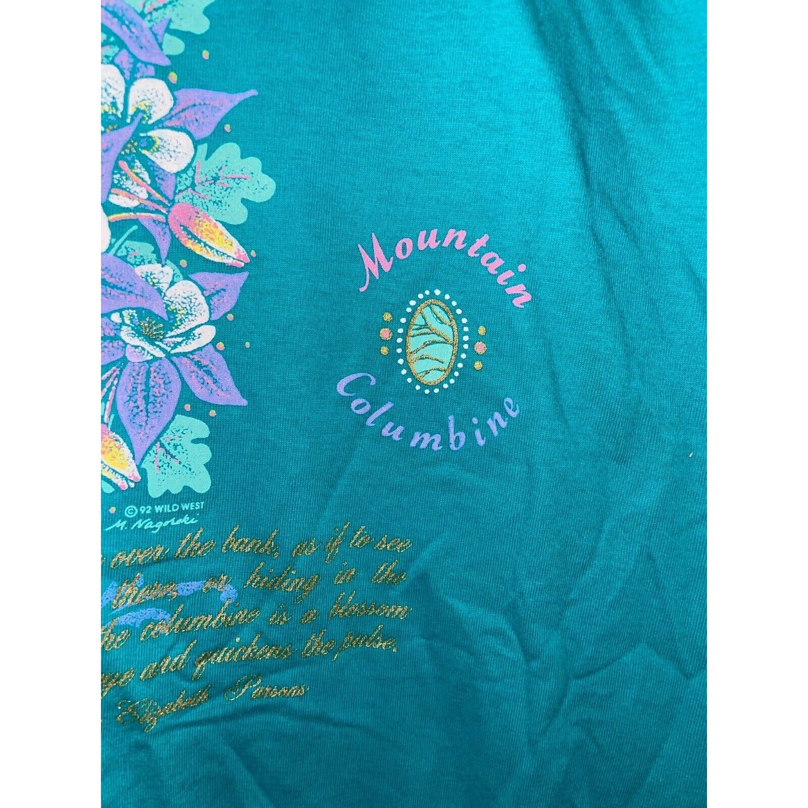 Jerzees Vintage Mountain Columbine Shirt Montana Teal Tee VTG 90s L Size US L / EU 52-54 / 3 - 4 Thumbnail