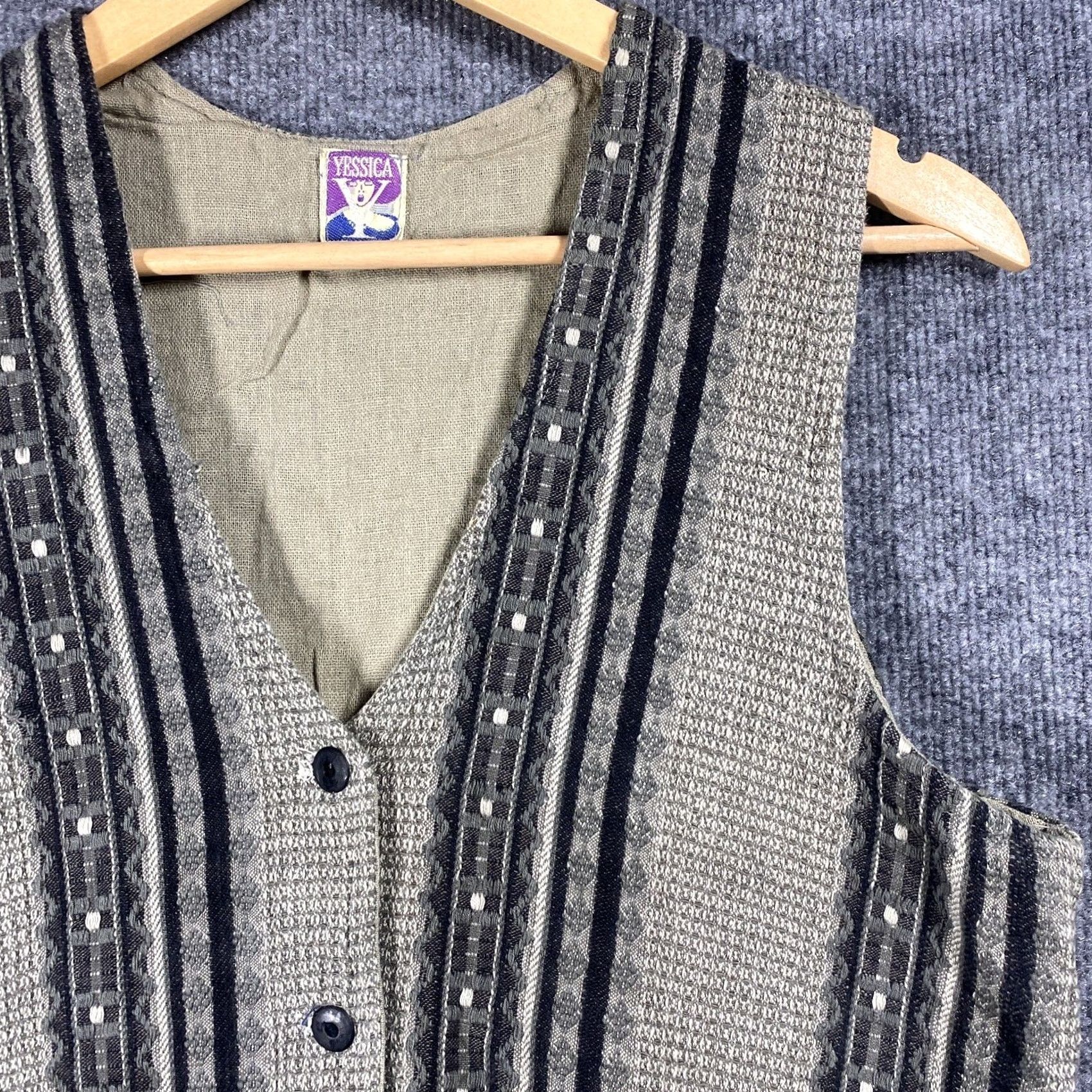 Vintage VINTAGE Yessica Vest Women L 60s 70s 100% Cotton Gray Hippie Boho Vest Womens Size L / US 10 / IT 46 - 2 Thumbnail