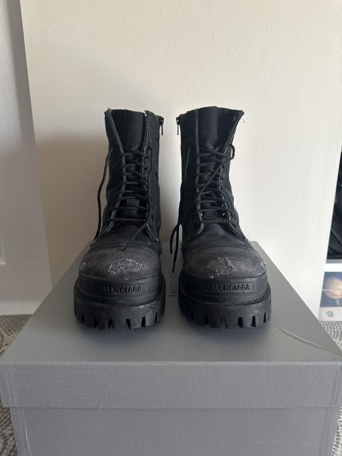 Balenciaga Balenciaga Black Combat Canvas Strike Boots Size US 12 / EU 45 - 5 Thumbnail