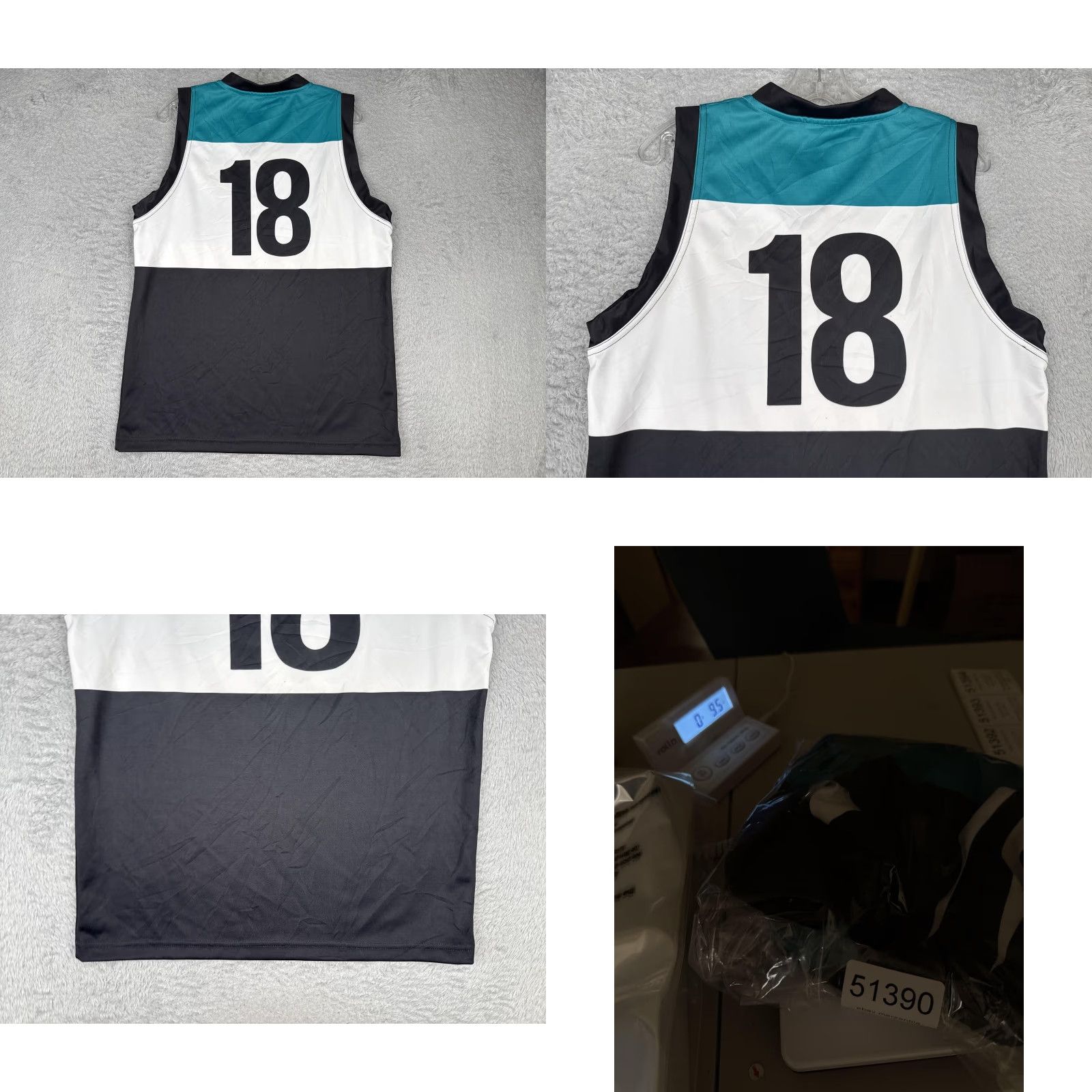 Vintage Kombat Northern Jets Jersey Mens M Sleeveless Teal Black 18 AFL V-Neck Tank Shirt Sports Graphic Print Lightweight Breathable Size US M / EU 48-50 / 2 - 9 Thumbnail