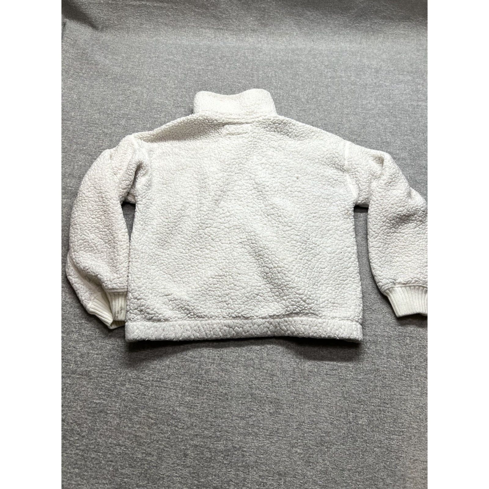 Abercrombie & Fitch VINTAGE Abercrombie & Fitch Womens Medium White Sherpa Nylon Full Zip Fleece Jacket Size M / US 6-8 / IT 42-44 - 7 Thumbnail