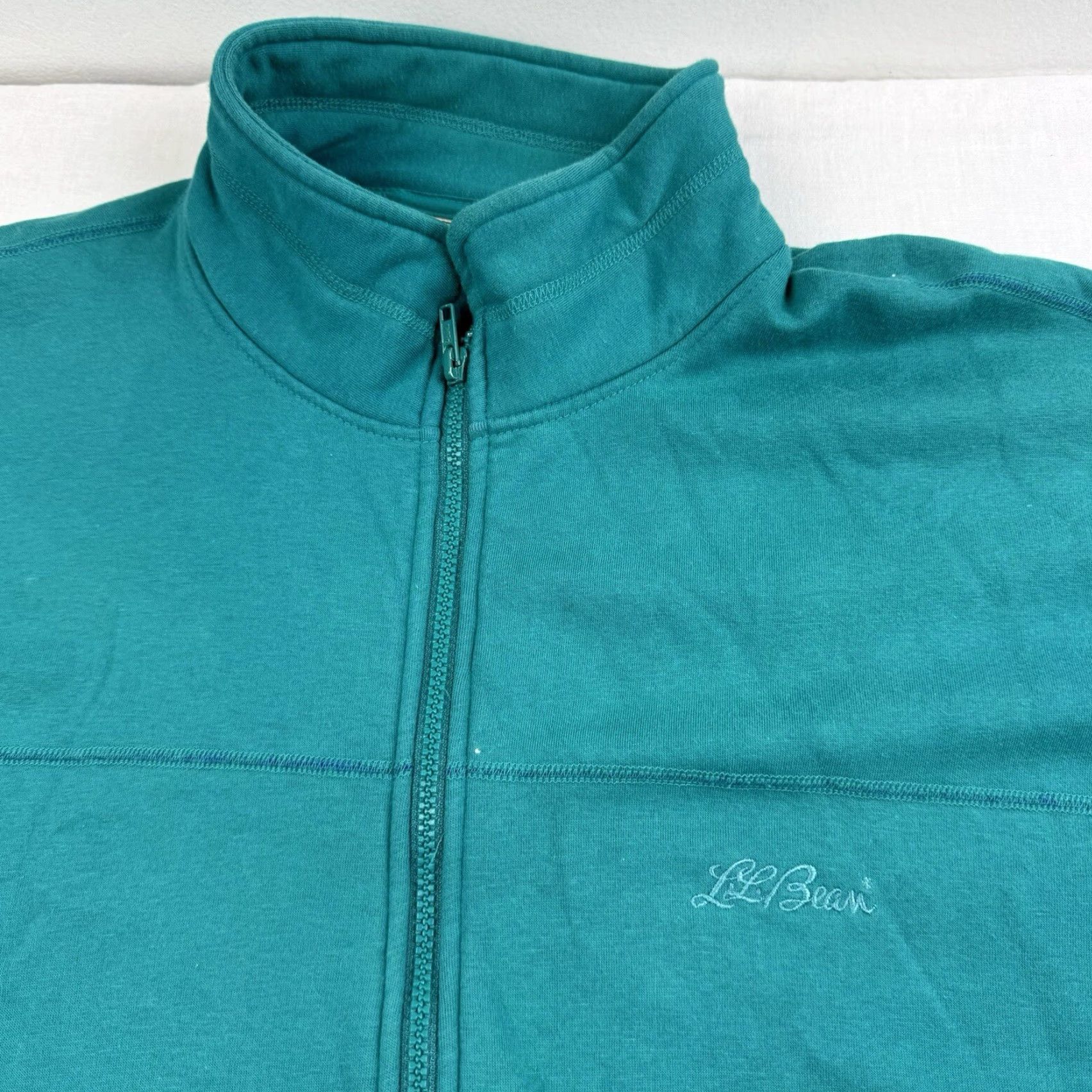 Vintage Vintage LL Bean Jacket Sweatshirt Adult Large Teal Quarter Zip Pullover 90s USA Size US L / EU 52-54 / 3 - 2 Thumbnail