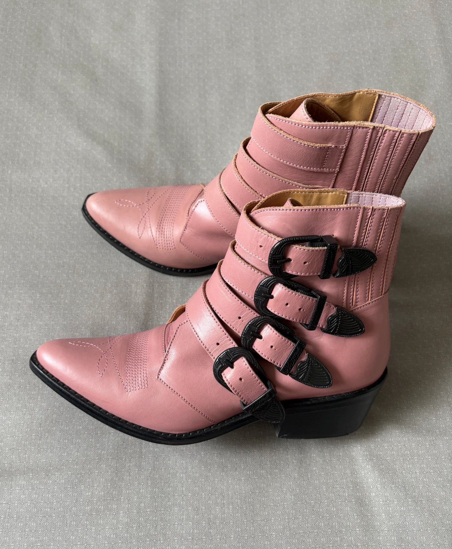 Toga Toga Pulla pink embroidered pointed lace-up boots Size US 6.5 / IT 36.5 - 1 Thumbnail