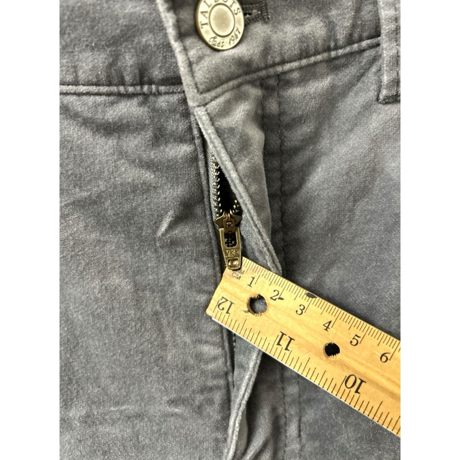 Talbots Talbots Pants Womens 6 Gray High Waist Slim Straight Leg 32x30 Cotton Blend Zipper Button Pockets Chino Fall Winter Size 28" / US 6 / IT 42 - 5 Thumbnail