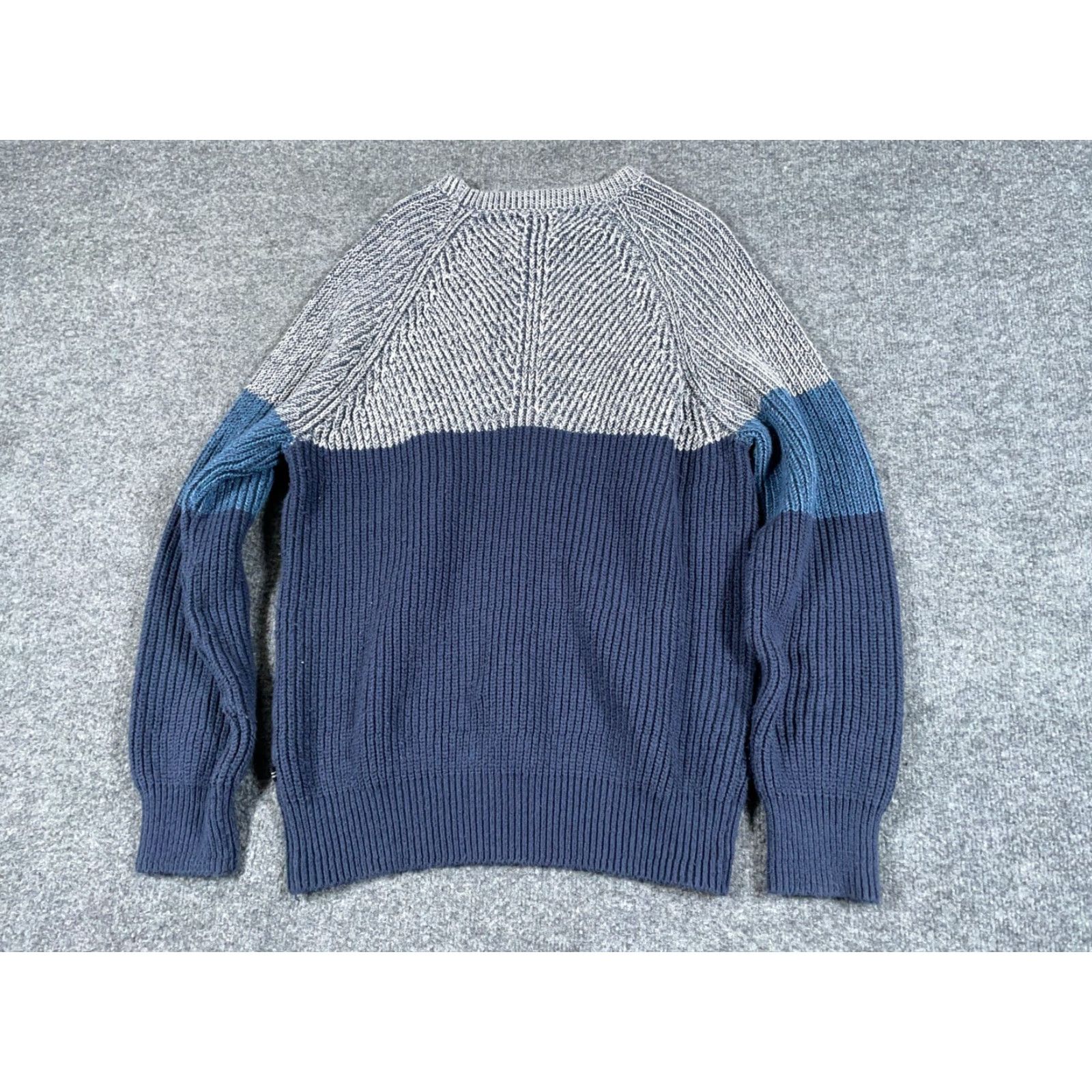 Nautica VTG Nautica Y2K Preppy Striped Sweater Adult Large Dark Blue Gray Colorblock Chunky Knit Size US L / EU 52-54 / 3 - 2 Thumbnail