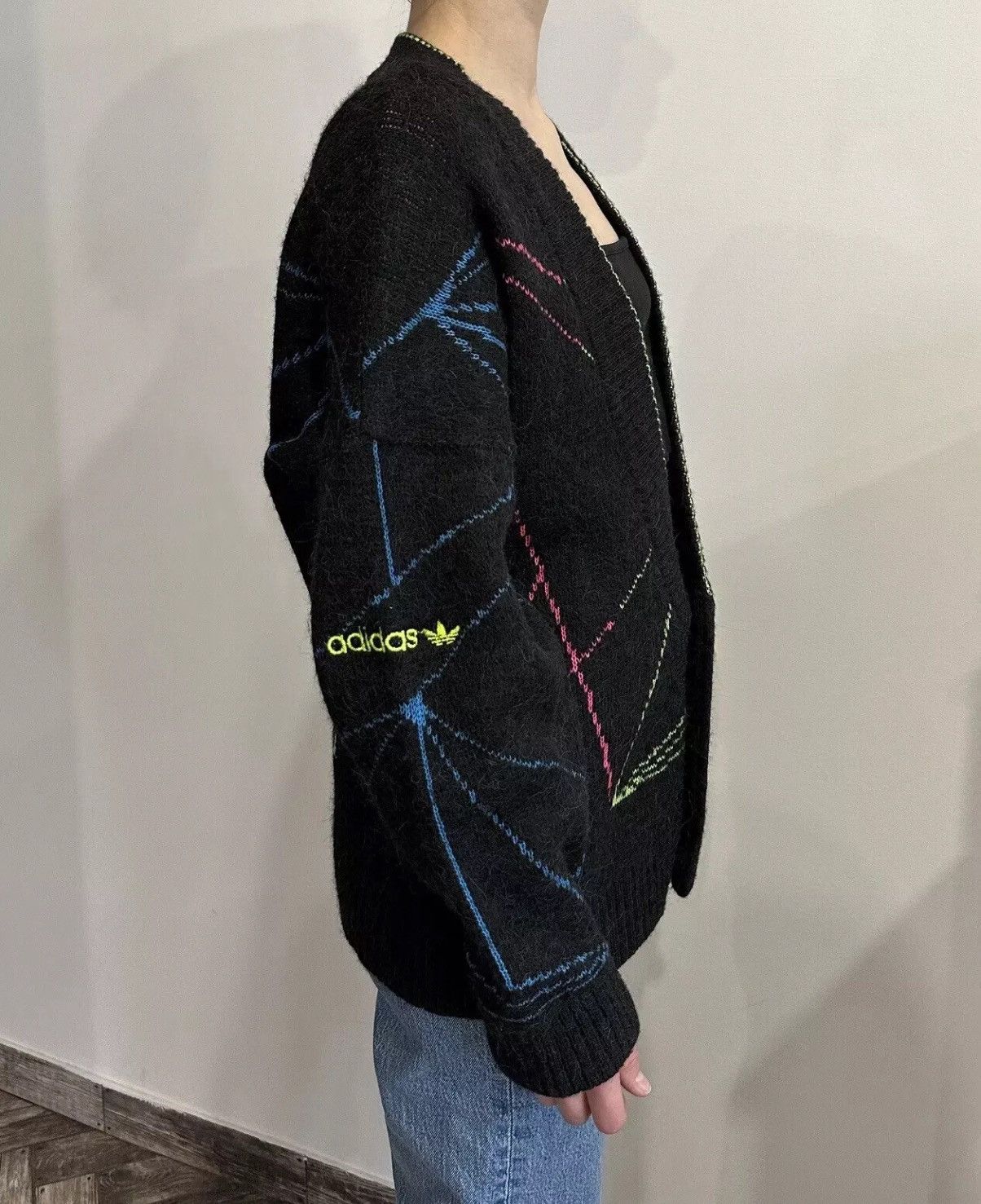 Adidas × Vintage VINTAGE 1980s ADIDAS WOOL cardigan sweater Abstract Rare Size XL / US 12-14 / IT 48-50 - 3 Thumbnail