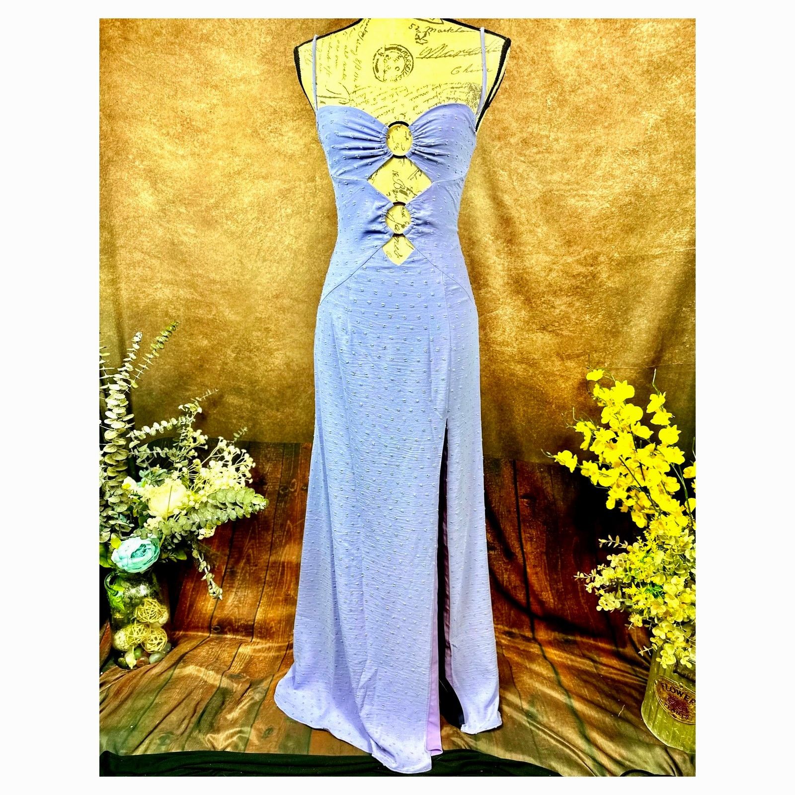 Other Rumer Gypsy Flocked Cut Outs Maxi Dress - Lilac - size XS Size XS / US 0-2 / IT 36-38 - 5 Thumbnail