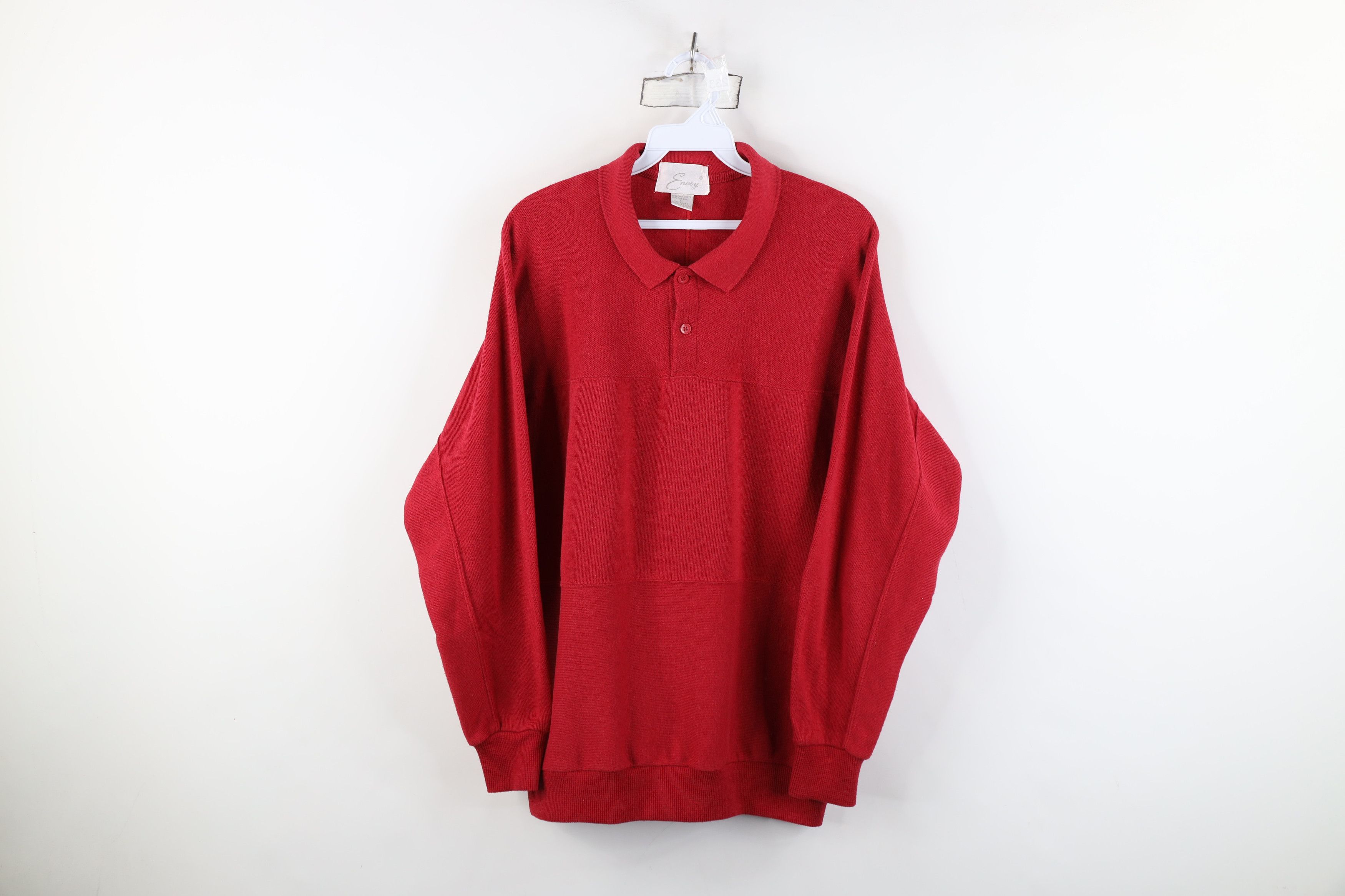 Vintage Vintage 90s Streetwear Heavyweight Long Sleeve Pullover Polo Size US L / EU 52-54 / 3 - 1 Thumbnail