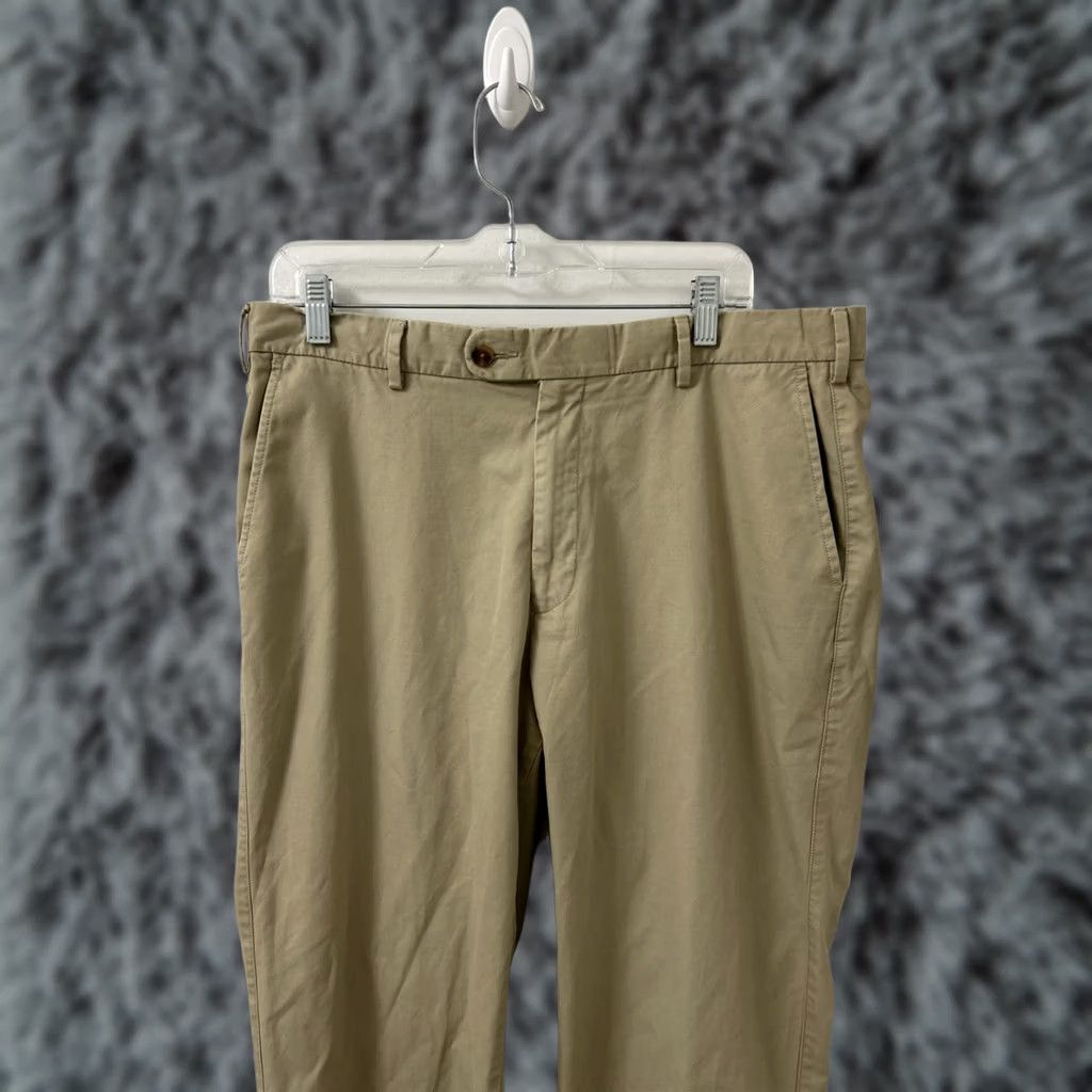 Peter Millar Peter Millar Pants Mens 35x29 Khaki Beige 100% Cotton Pima Regular Rise 5-Pocket Chino Zip Front Belt Loops Straight Leg Mens Size US 35 - 1 Thumbnail