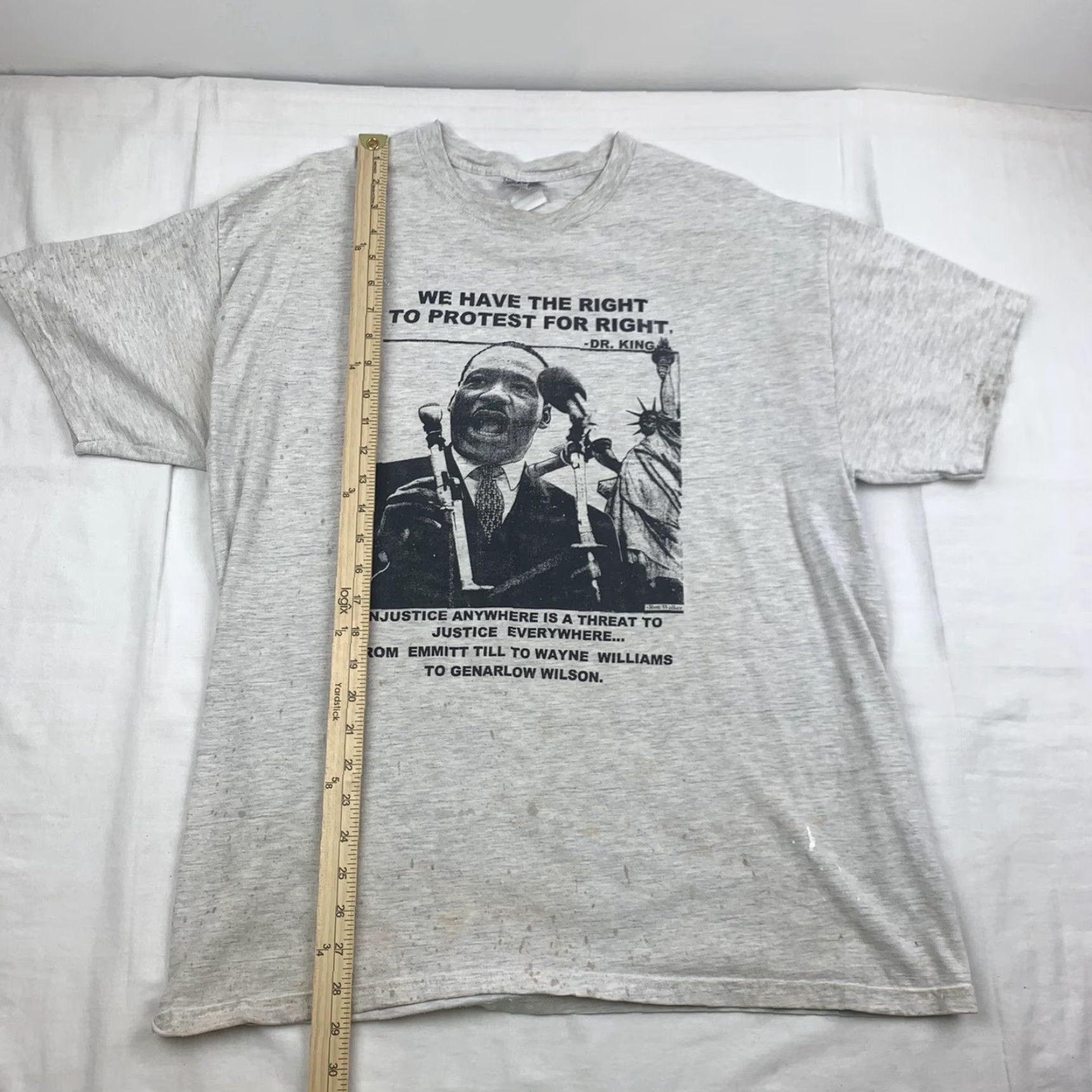 Hanes VINTAGE Martin Luther King Jr T Shirt Adult Large Gray Y2K Thrashed Distressed Size US L / EU 52-54 / 3 - 7 Thumbnail