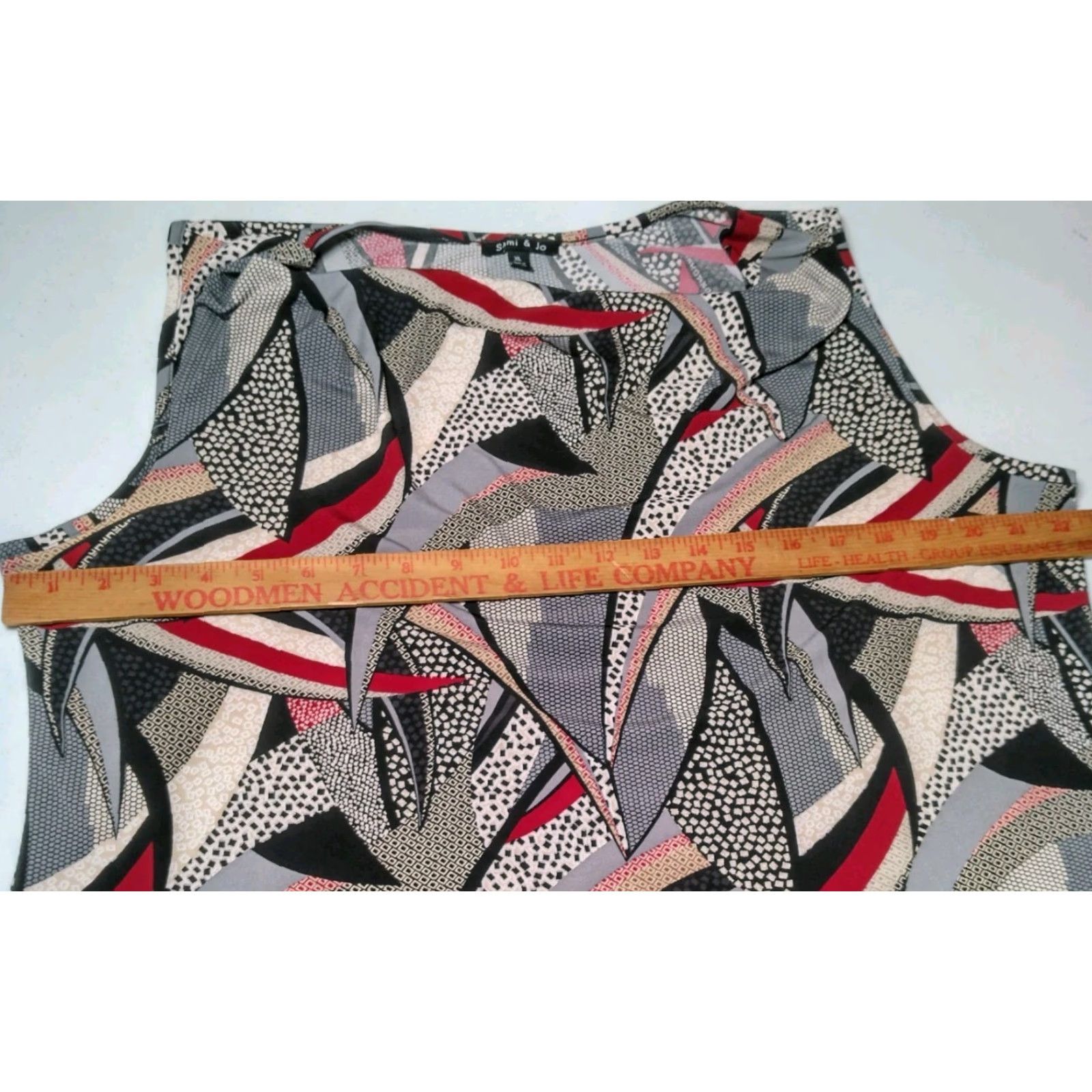Vintage Vintage Sami & Jo Shirt XL Sleeveless Cowl Neck Geometric Abstract Artsy Textured Print Stained Glass Look Y2K Size XL / US 12-14 / IT 48-50 - 5 Thumbnail