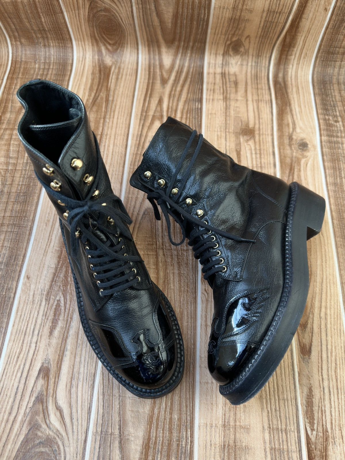 Chanel Chanel interlocking CC Logo Utah Eagle Black Biker Boots Size US 7 / IT 37 - 10 Thumbnail