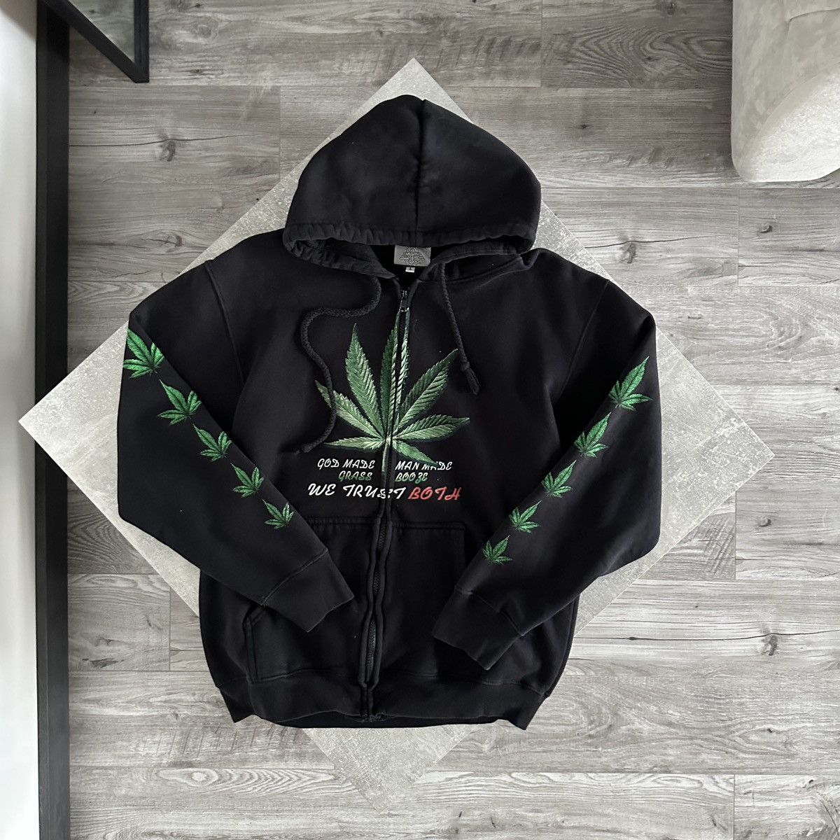 Vintage Vintage 90s Weed Who do you trust God Human grass hoodie y2k Size US L / EU 52-54 / 3 - 2 Thumbnail