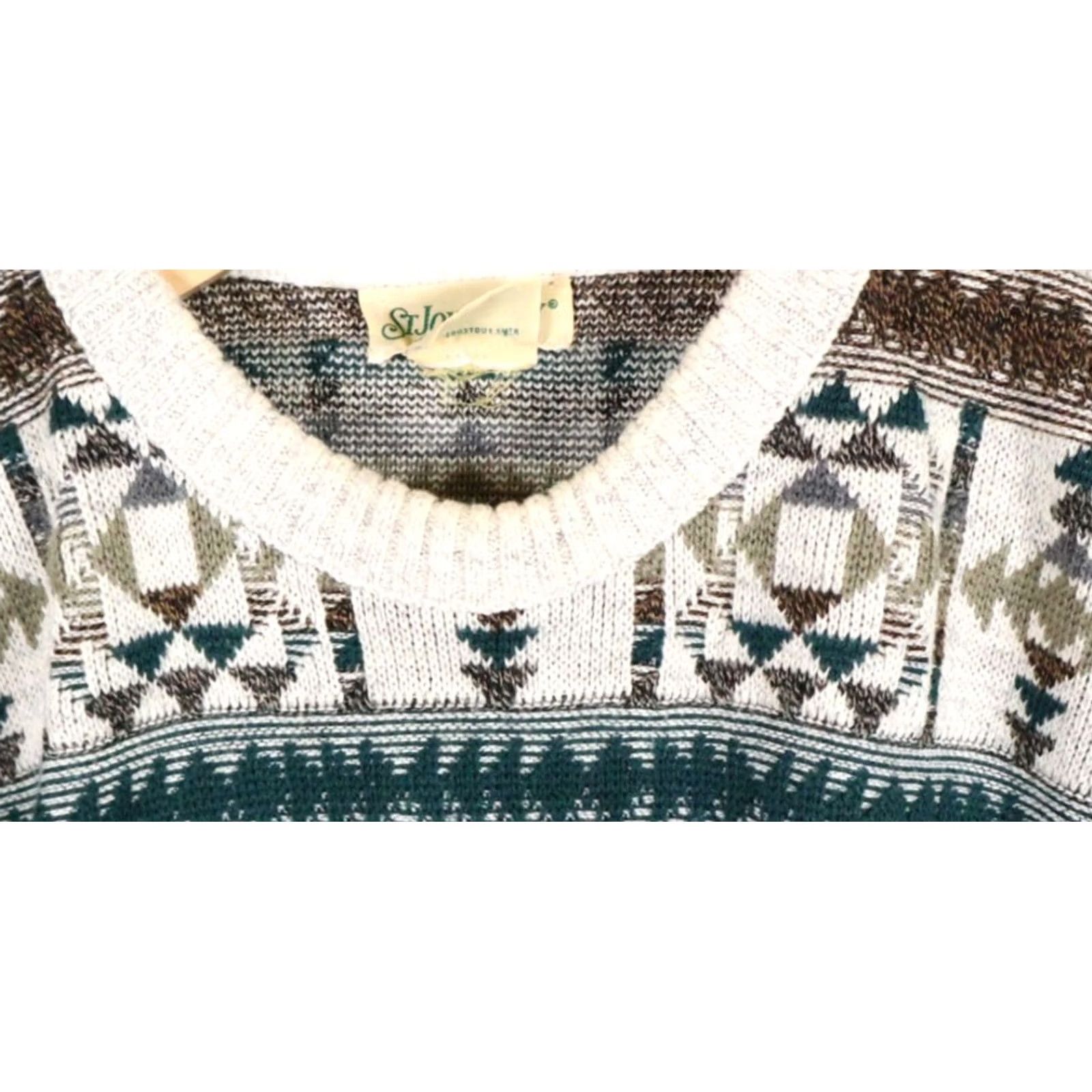 Vintage VINTAGE St. John's Bay Sweater Men's XL Gray Geometric Knit 90s Southwestern Aztec Size US XL / EU 56 / 4 - 4 Thumbnail