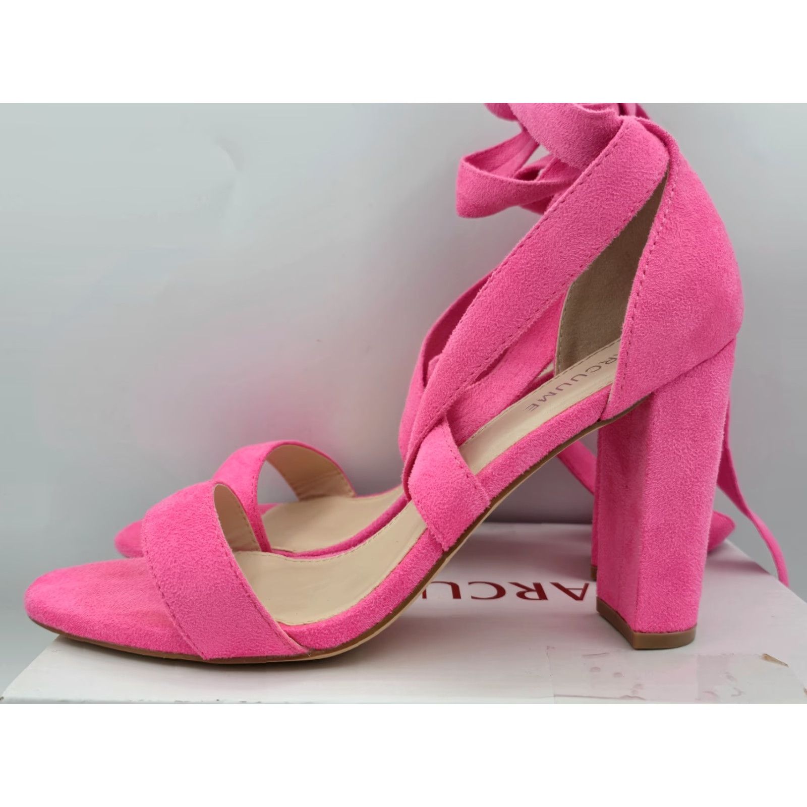 ELLERY Carcuume Ellery Shoes Women’s 9 PINK Platform Heel Ankle Wrap Open Toe Block Heel Party/Cocktail Womens 90s Going Out (Sash) Shoes Size US 9 / IT 39 - 6 Thumbnail