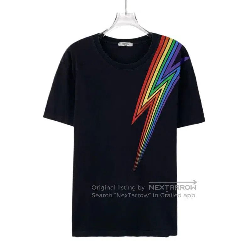 Valentino Valentino Men's Black Lightning Graphic T-Shirt . Size US S / EU 44-46 / 1 - 1 Thumbnail