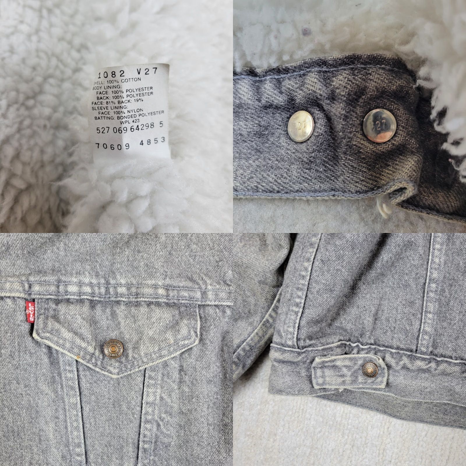 Levi's VINTAGE Levis Trucker Jacket Mens L Black Snap Sherpa Lined Distressed USA 80s Size US L / EU 52-54 / 3 - 8 Thumbnail