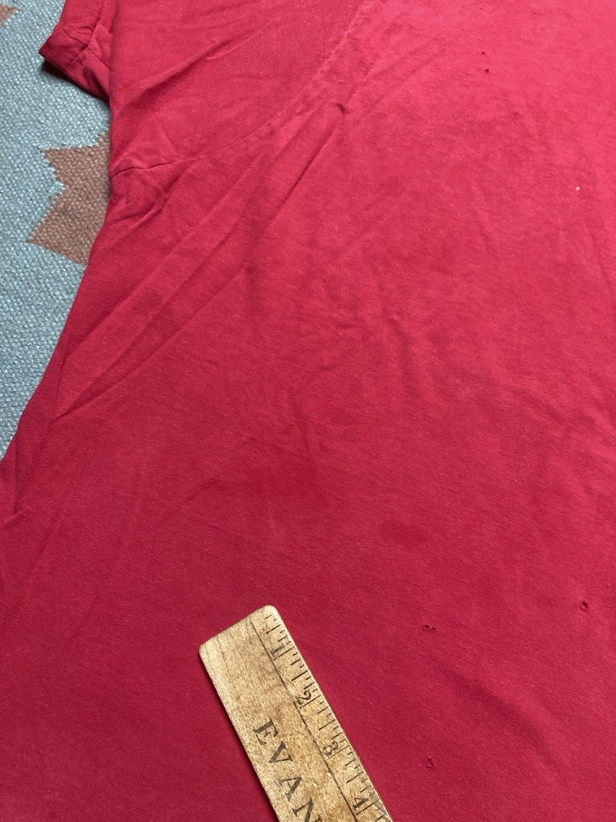 Vintage 90s pocket t shirt blank crimson cotton distressed boxy XL Size US XL / EU 56 / 4 - 4 Thumbnail