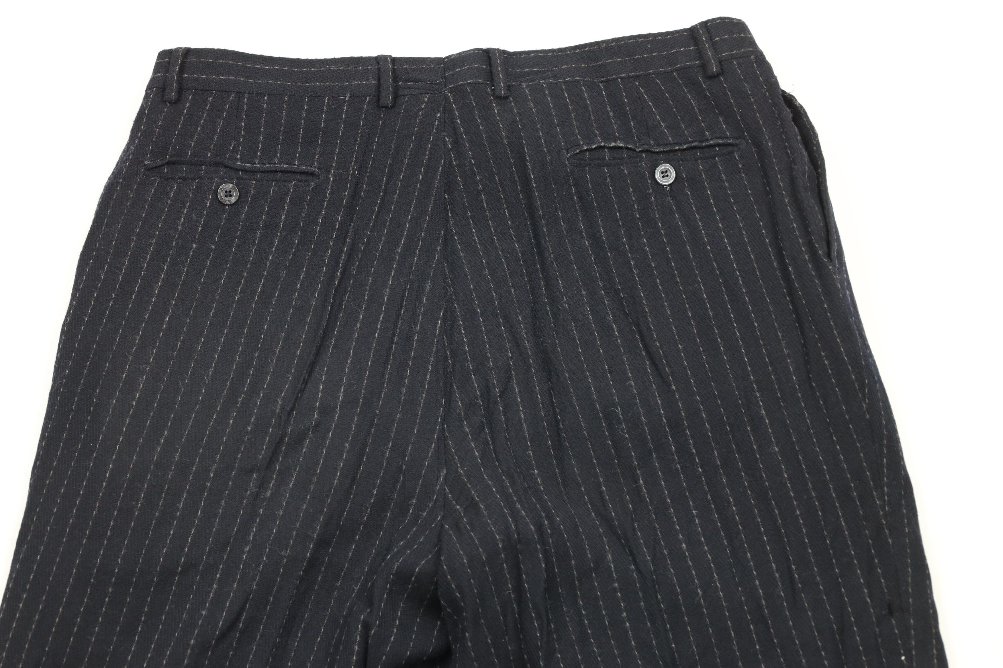 Vintage Vintage 90s Streetwear Striped Pleated Wool Wide Leg Pants Size US 36 / EU 52 - 10 Thumbnail