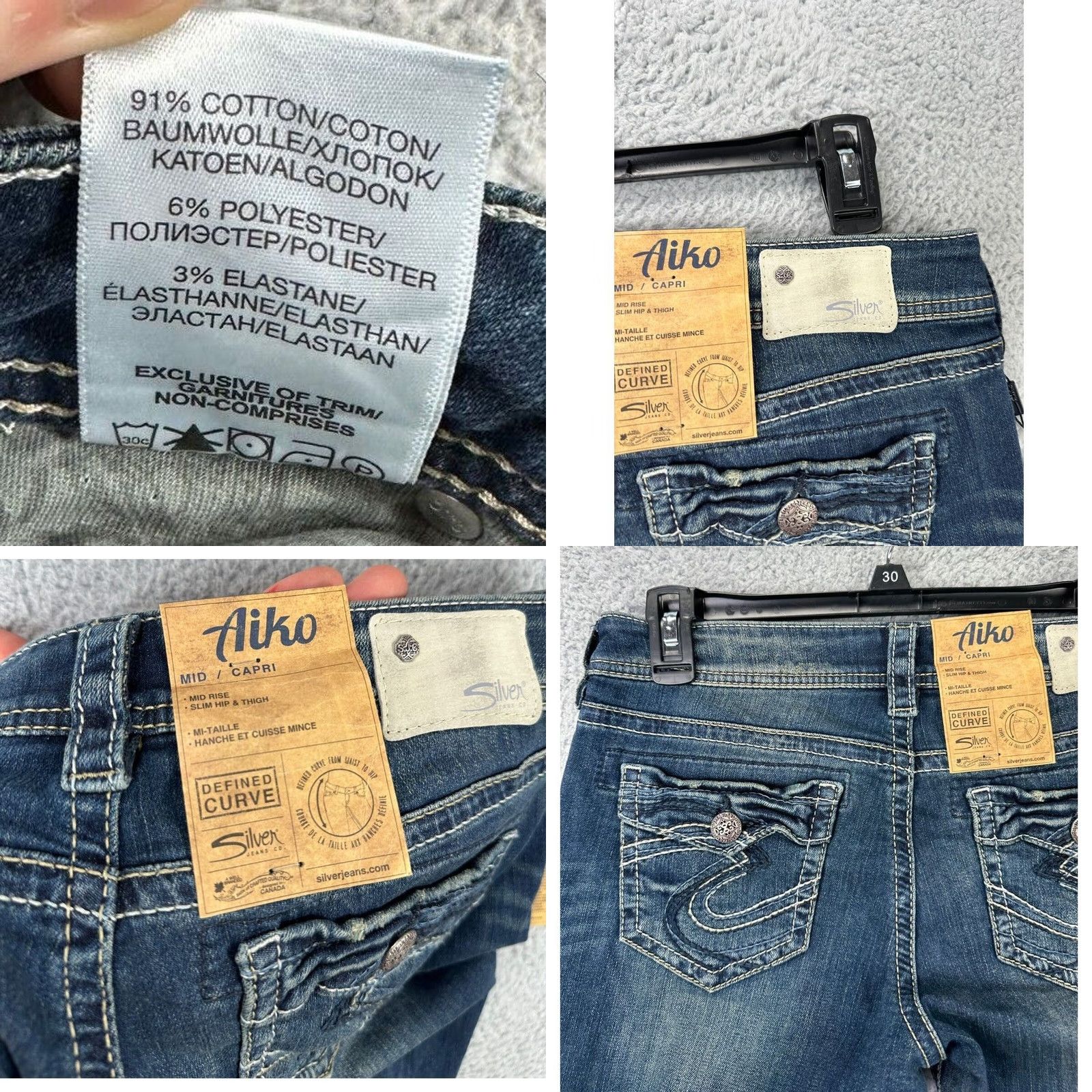 Silver Jeans Co. VINTAGE Silver Jeans Co. Cropped Jeans Womens 29X22 Blue Distressed Aiko Fit Denim NEW Size 29" - 8 Thumbnail