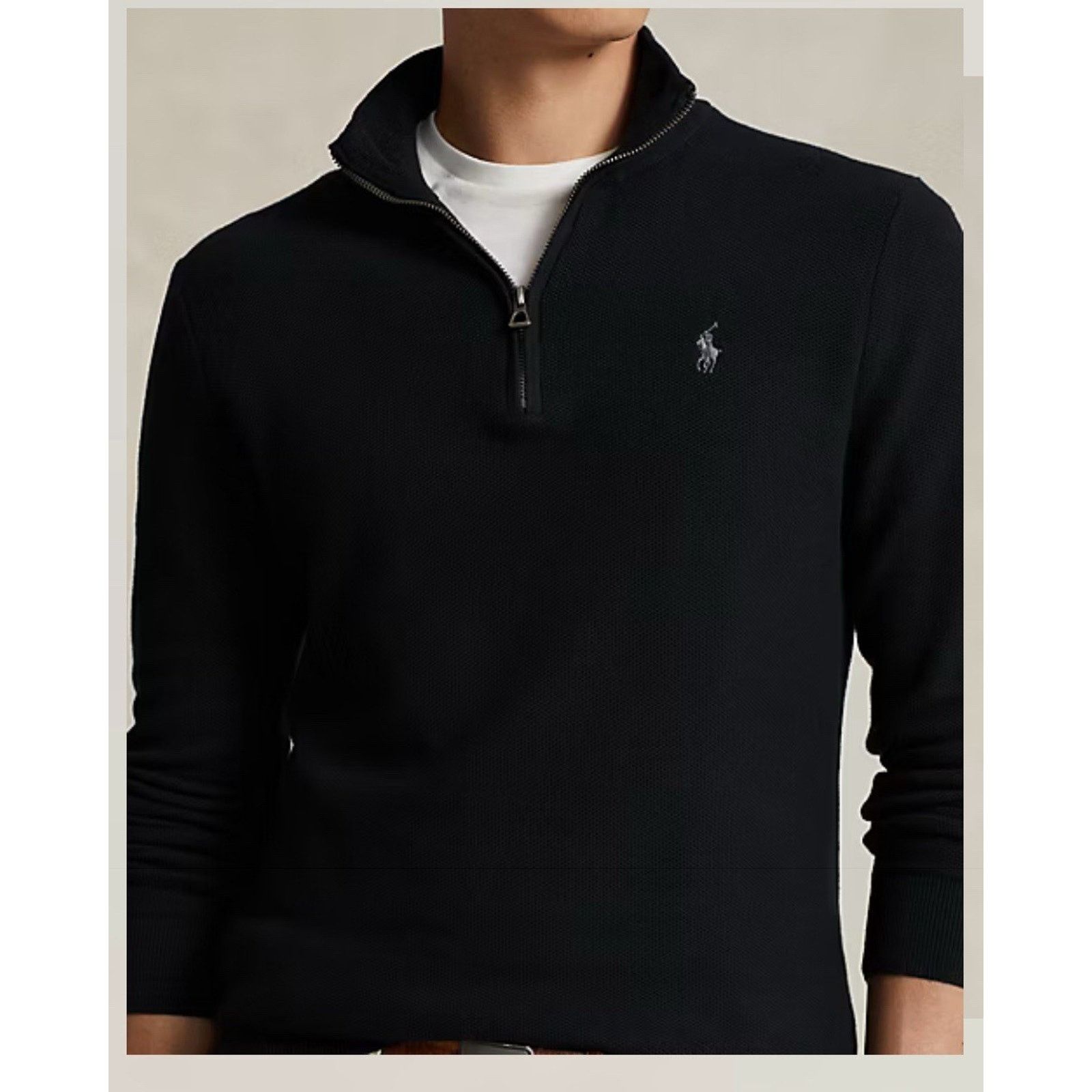 Ralph Lauren NWT Polo Ralph Lauren Men Cotton Quarter-Zip Sweater Black M Size US M / EU 48-50 / 2 - 7 Thumbnail