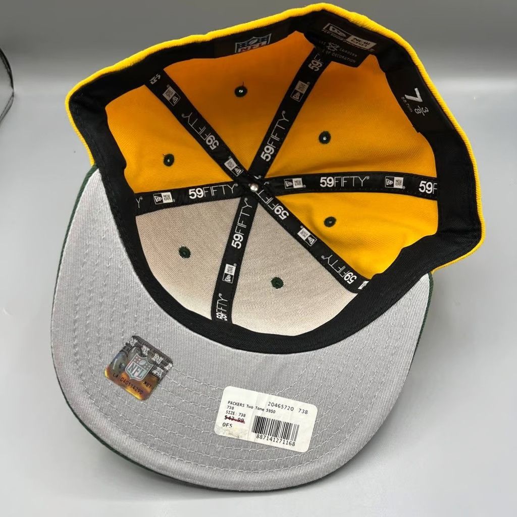 New Era Green Bay Packers Hat Men 7 3/8 59Fifty New Era Fitted Cap Size ONE SIZE - 5 Thumbnail