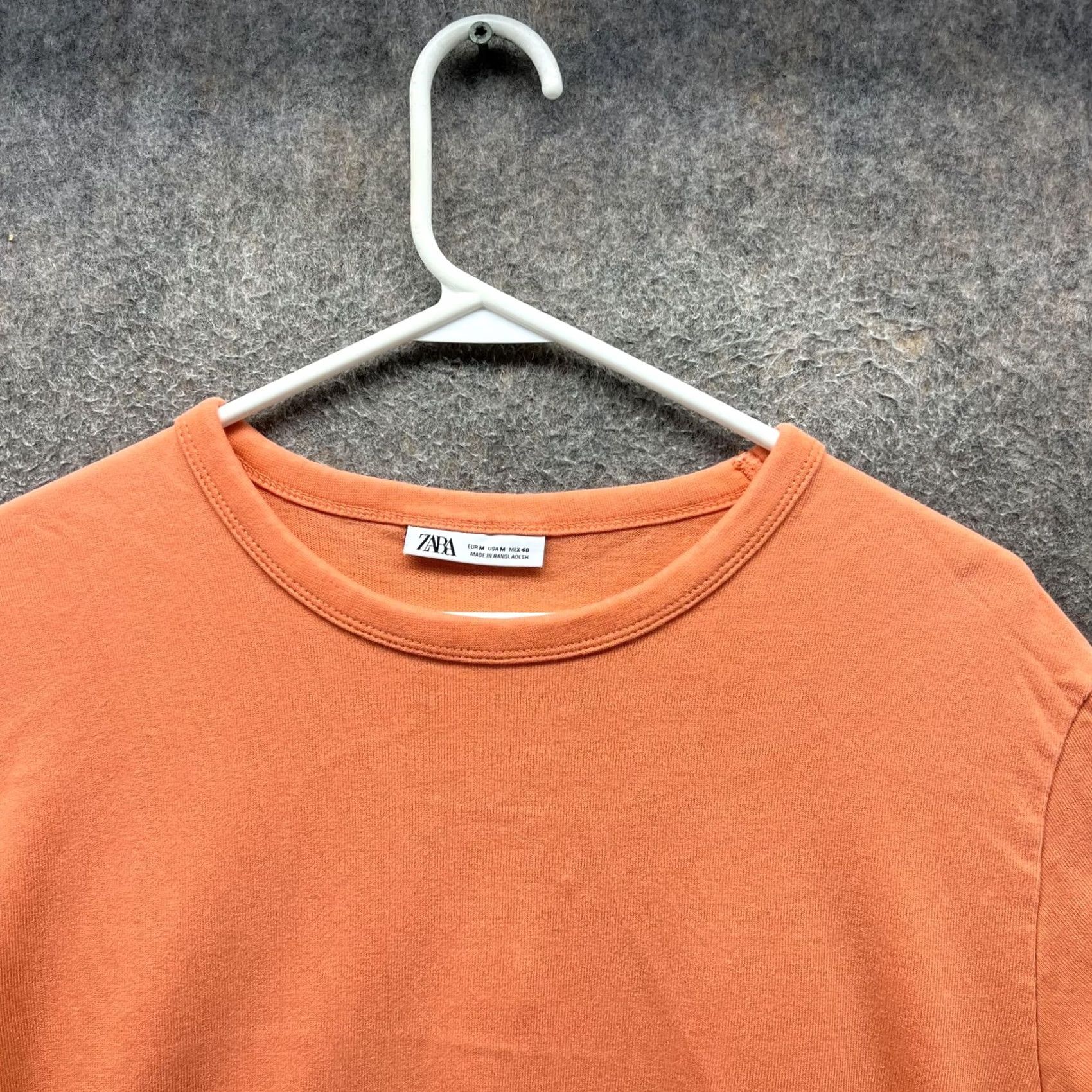 Zara Zara Shirt Mens M Orange Crewneck Short Sleeve Casual Basic Cotton Tee Size US M / EU 48-50 / 2 - 5 Thumbnail